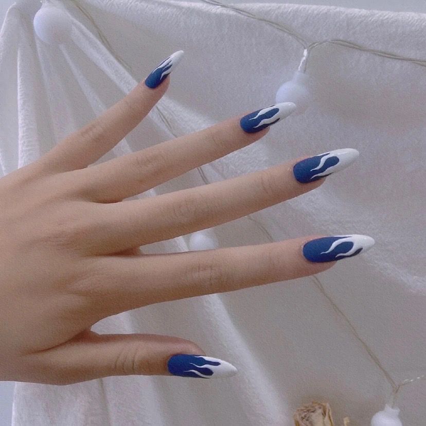Designer: DuoDuo 2029.Handmade nails Press on Nails DIY Nail Art for woman girl Almond Long colorful