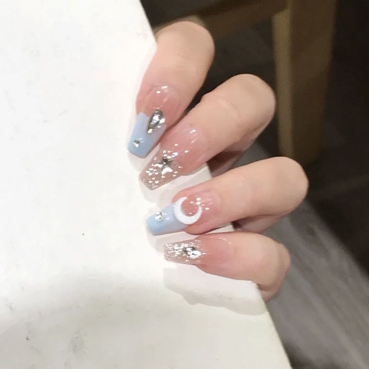 Designer: DuoDuo 2031.Handmade nails Press on Nails DIY Nail Art for woman girl Long Coffin pink