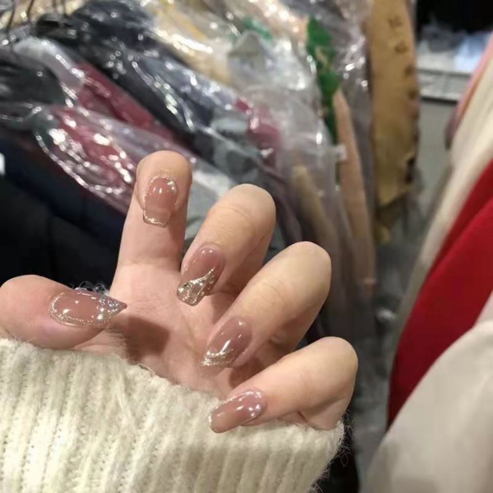 Designer: DuoDuo 1249.Handmade nails Press on Nails DIY Nail Art for woman girl Long Coffin pink