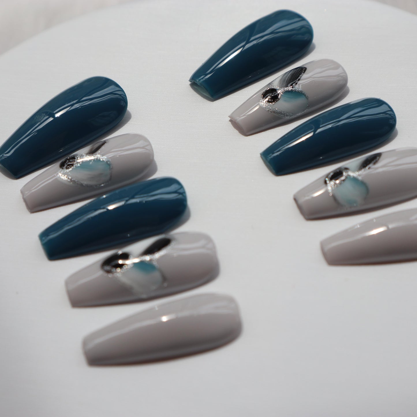 Designer: XinXin 15. Long T handmade nails Press on Nails DIY Nail Art