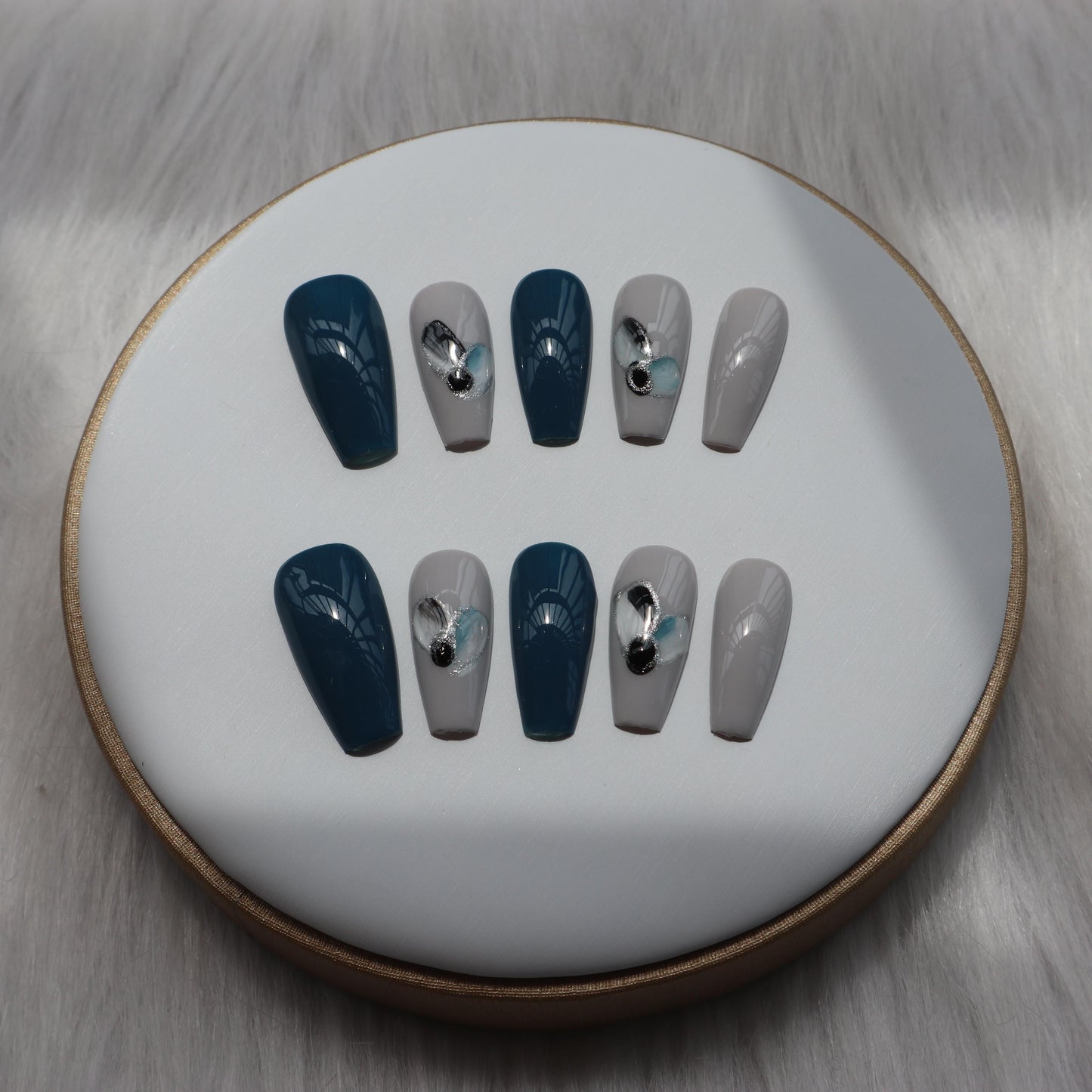 Designer: XinXin 15. Long T handmade nails Press on Nails DIY Nail Art