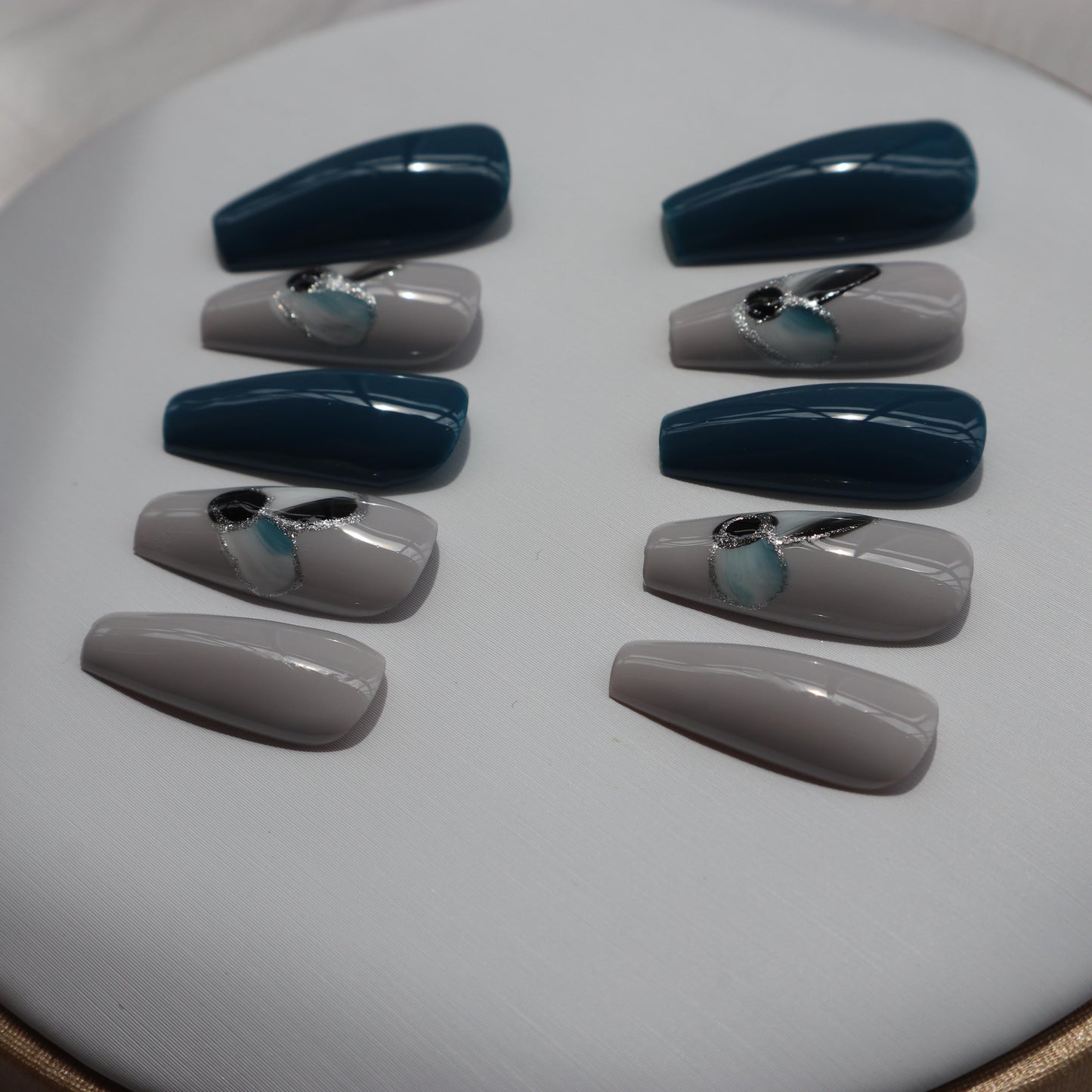 Designer: XinXin 15. Long T handmade nails Press on Nails DIY Nail Art