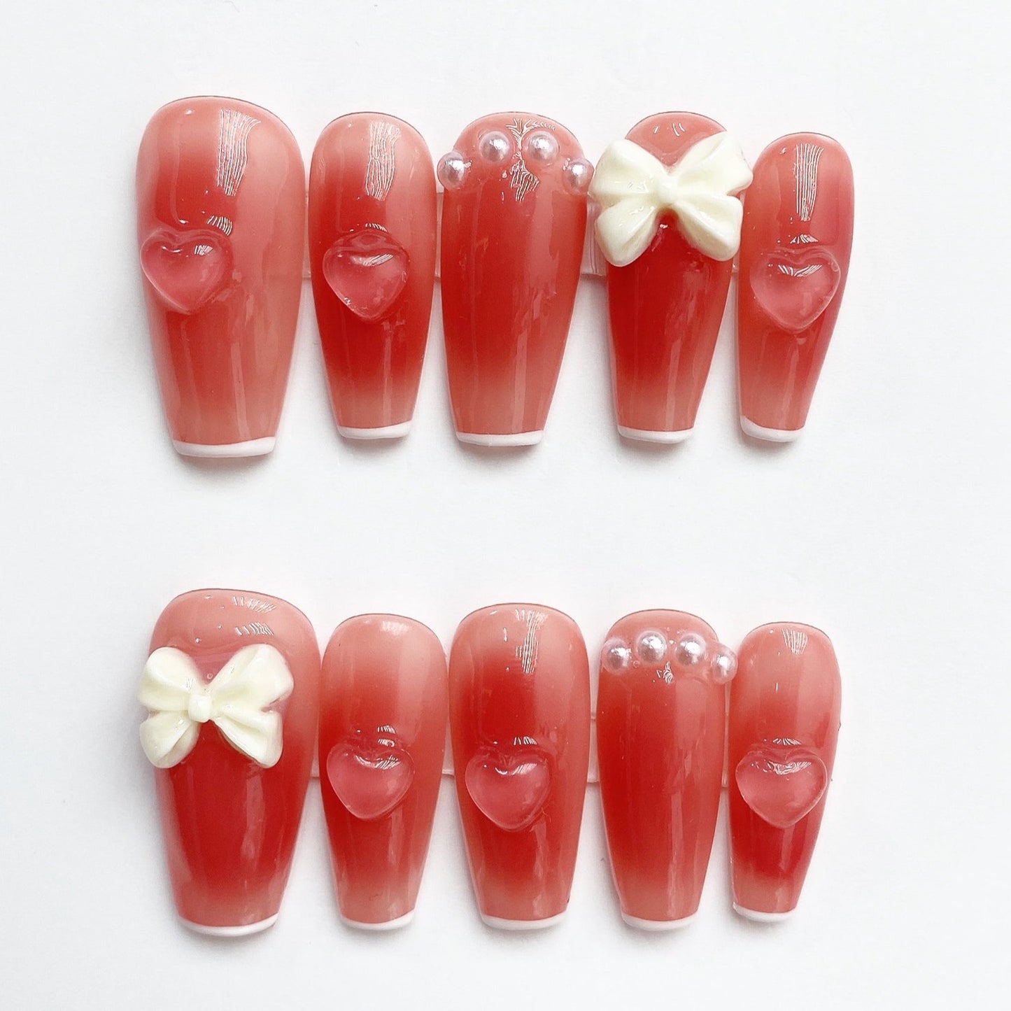 Handmade Nails Press on Nails DIY Nail Art for Woman Girl Nail Design Long Coffin Pink 2023