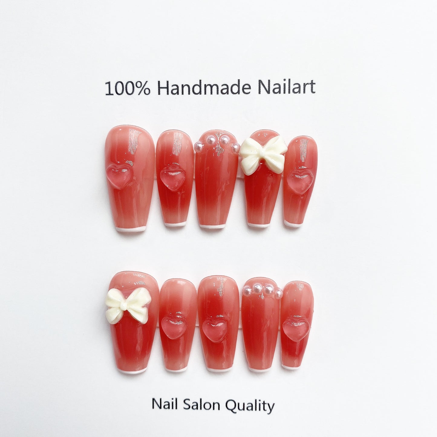 Handmade Nails Press on Nails DIY Nail Art for Woman Girl Nail Design Long Coffin Pink 2023