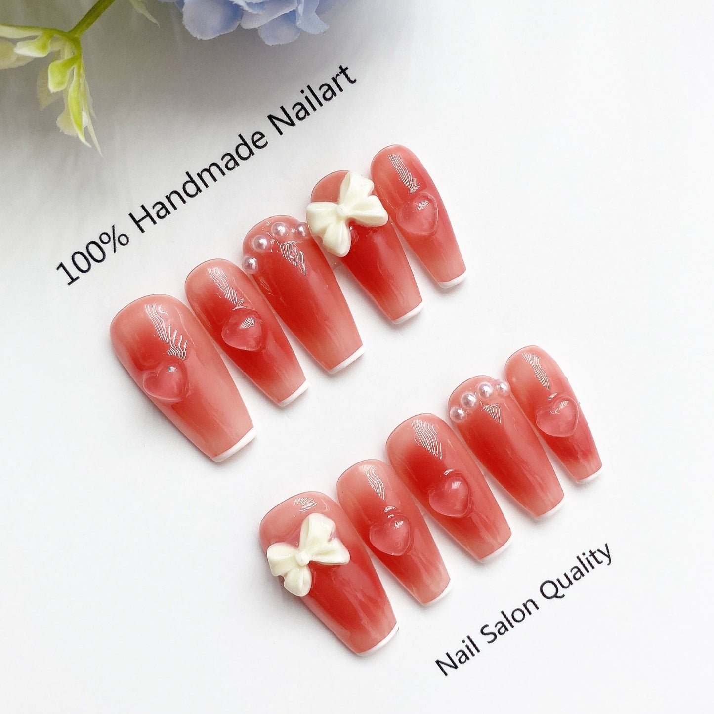 Handmade Nails Press on Nails DIY Nail Art for Woman Girl Nail Design Long Coffin Pink 2023
