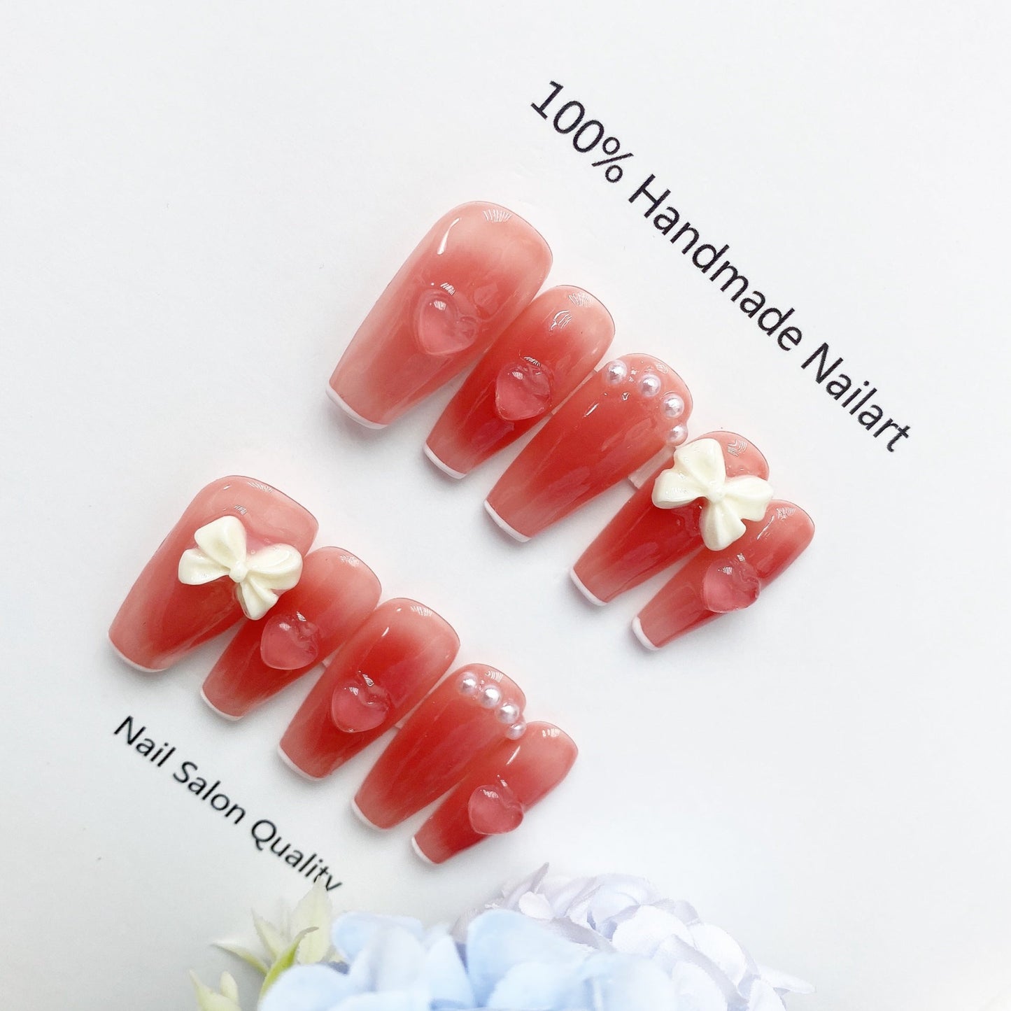 Handmade Nails Press on Nails DIY Nail Art for Woman Girl Nail Design Long Coffin Pink 2023