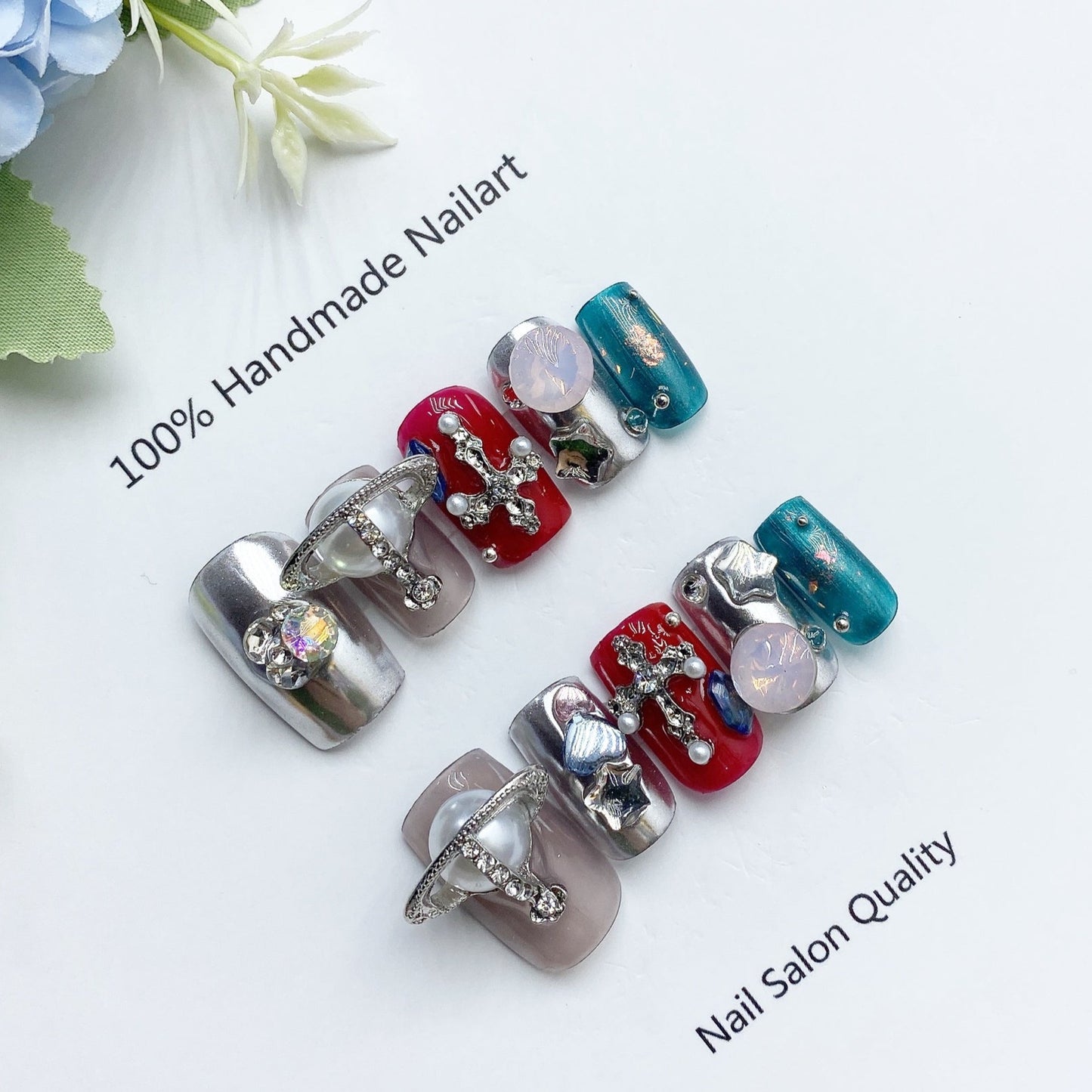 Handmade Nails Press on Nails DIY Nail Art for Woman Girl Nail Design Long Coffin Painting 2023