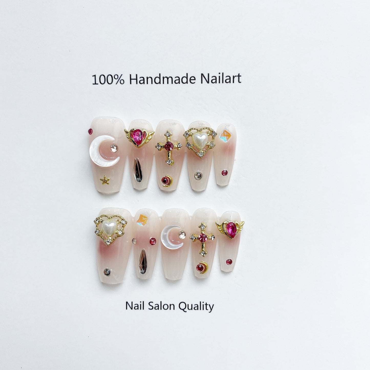 Handmade Nails Press on Nails DIY Nail Art for Woman Girl Nail Design Long Coffin Sailor Moon 2023