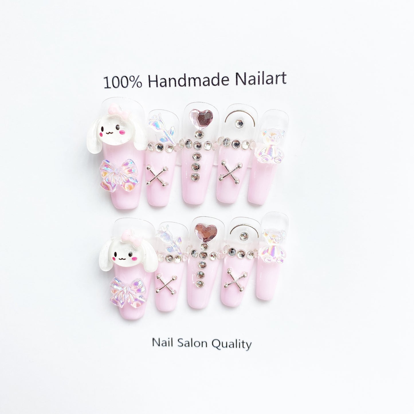 Handmade Nails Press on Nails DIY Nail Art for Woman Girl Nail Design Long Coffin Pink 2023