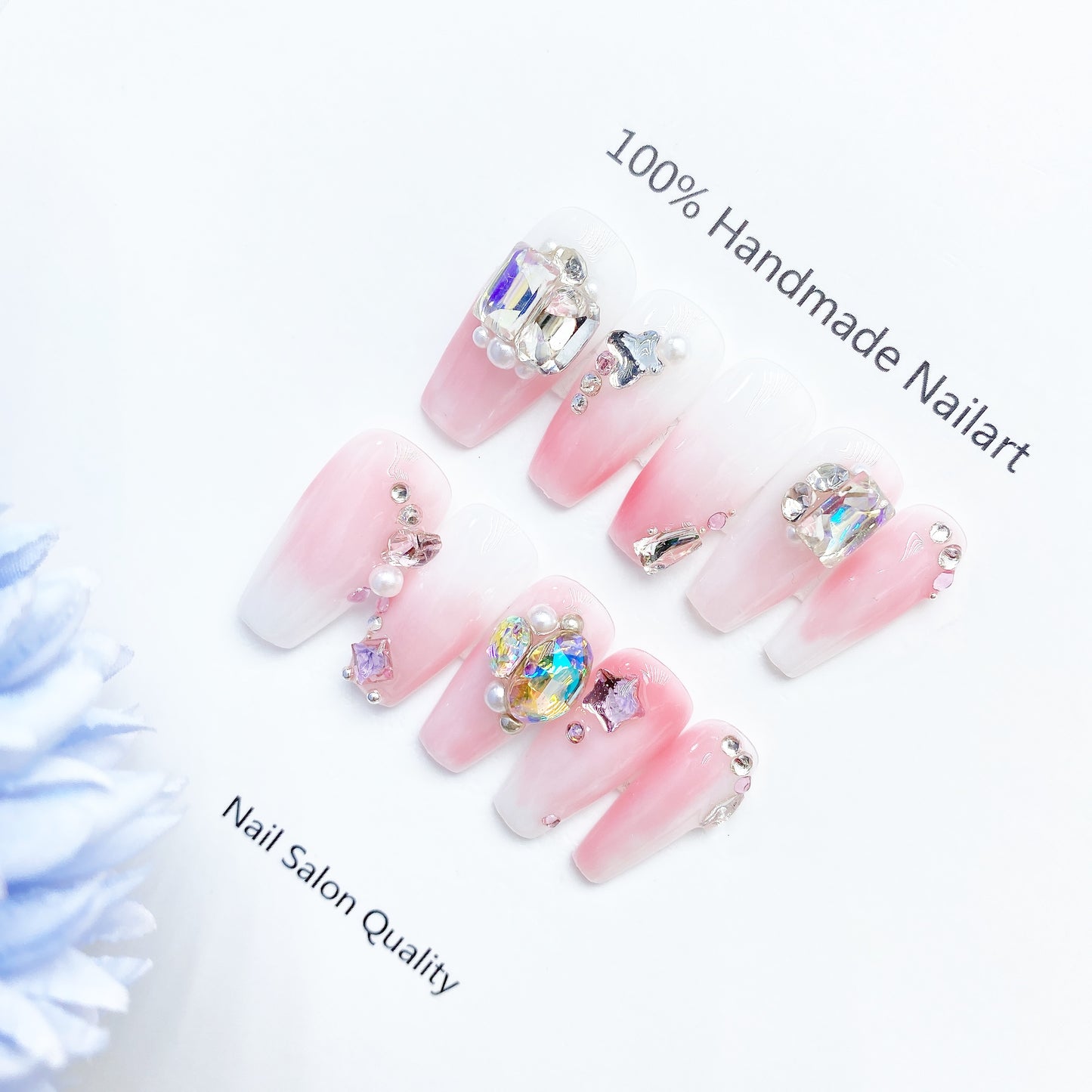 Handmade Nails Press on Nails DIY Nail Art for Woman Girl Nail Design Long Coffin Pink 2023