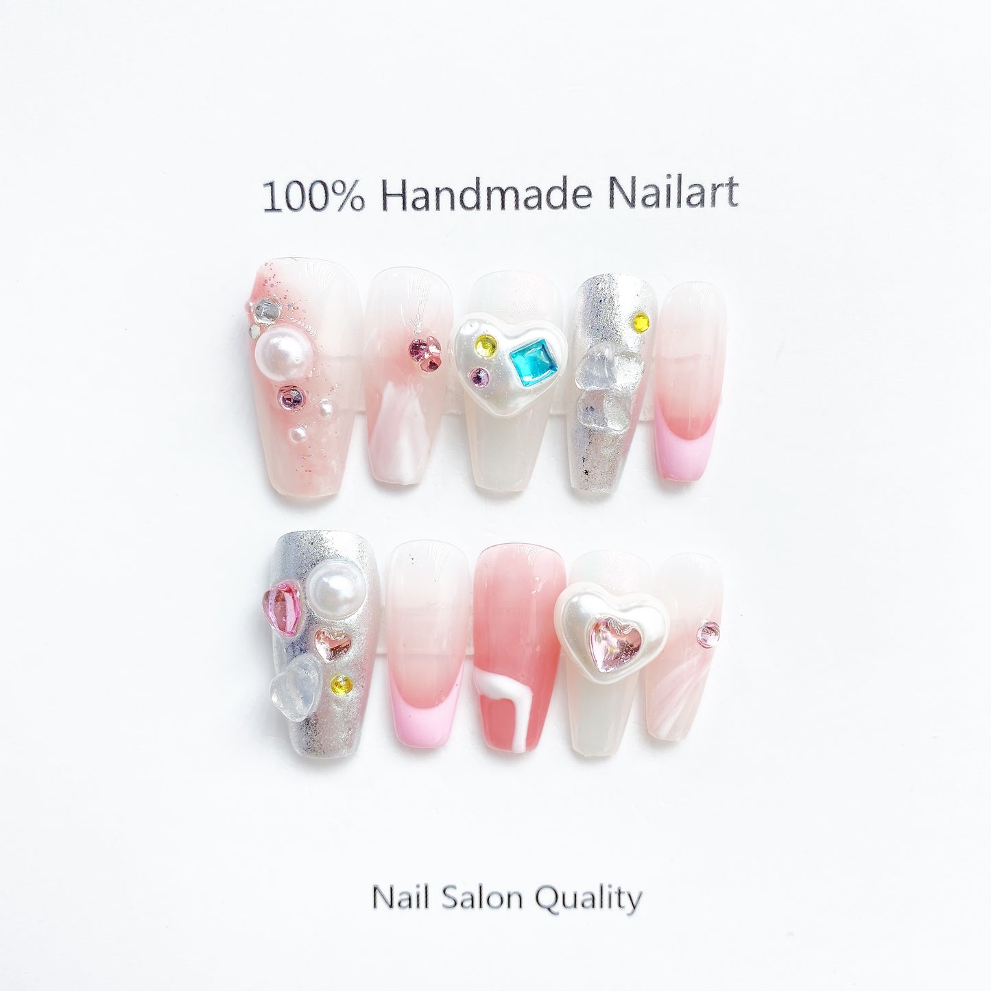 Handmade Nails Press on Nails DIY Nail Art for Woman Girl Nail Design Long Coffin Pink 2023