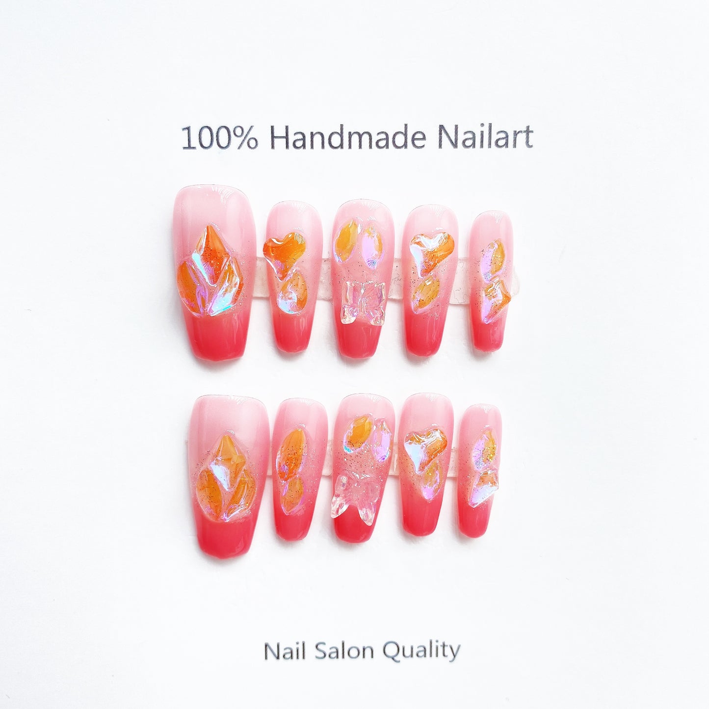 Handmade Nails Press on Nails DIY Nail Art for Woman Girl Nail Design Long Coffin Pink 2023