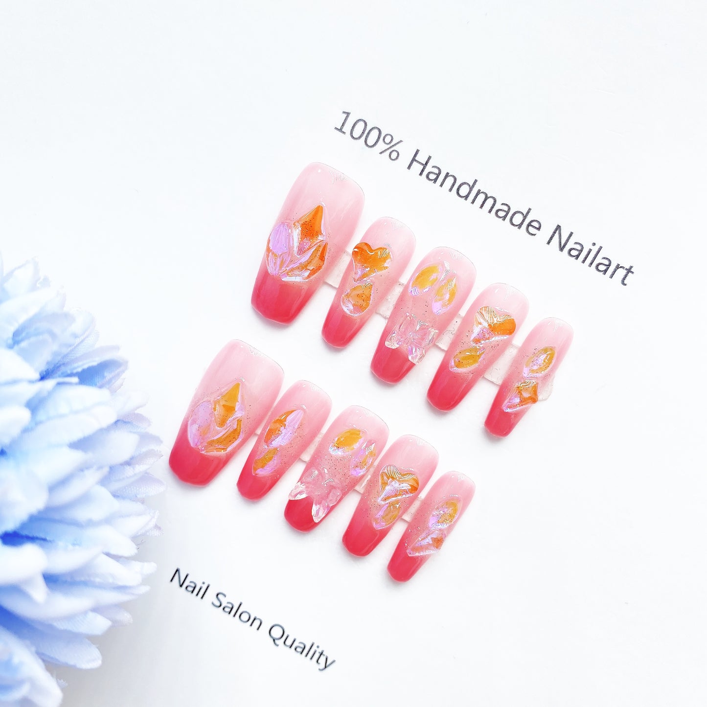 Handmade Nails Press on Nails DIY Nail Art for Woman Girl Nail Design Long Coffin Pink 2023