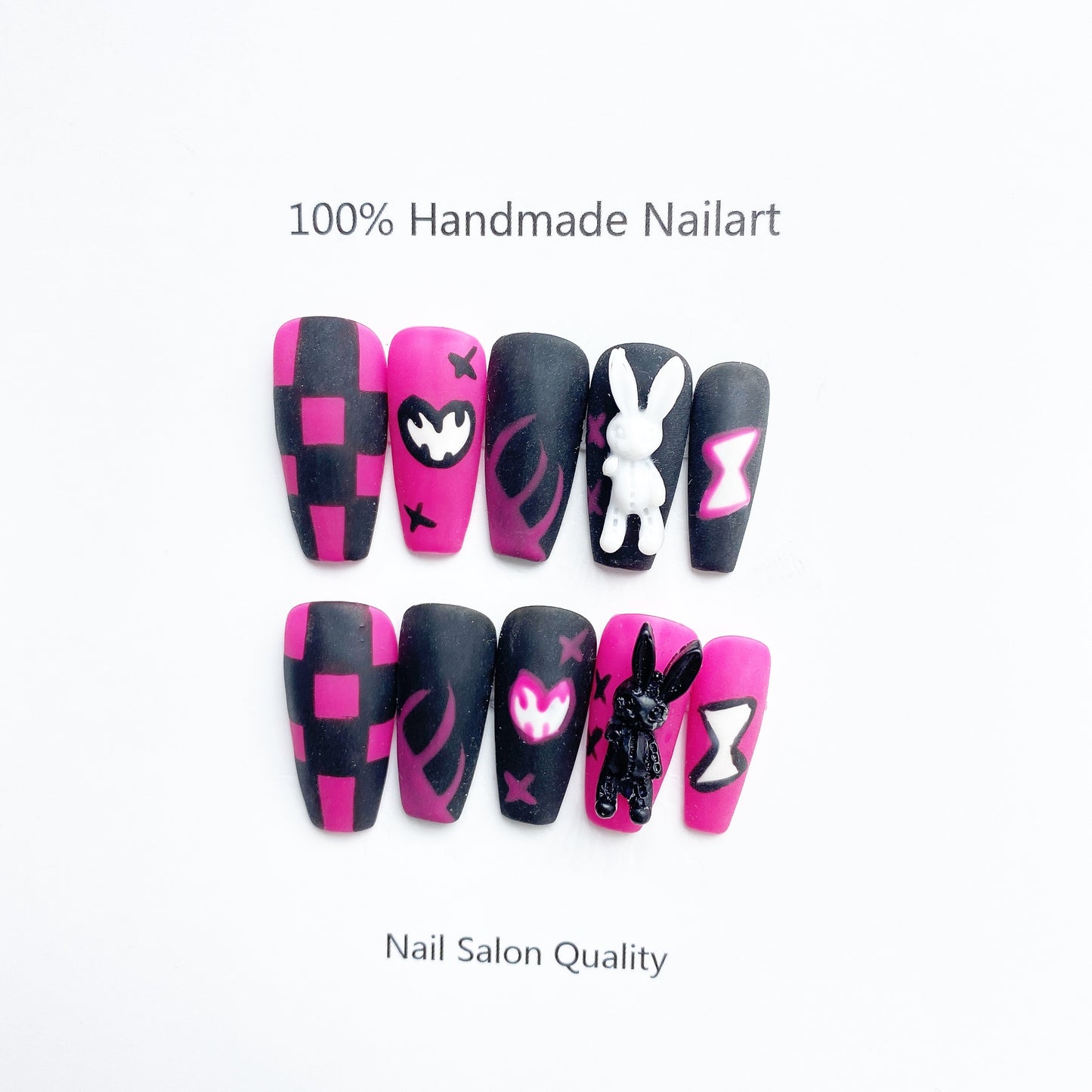 Handmade Nails Press on Nails DIY Nail Art for Woman Girl Nail Design Long Coffin Painting 2023