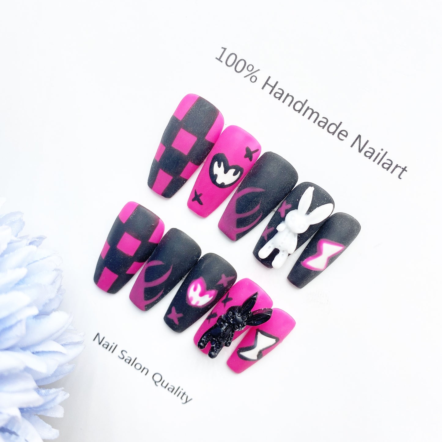 Handmade Nails Press on Nails DIY Nail Art for Woman Girl Nail Design Long Coffin Painting 2023