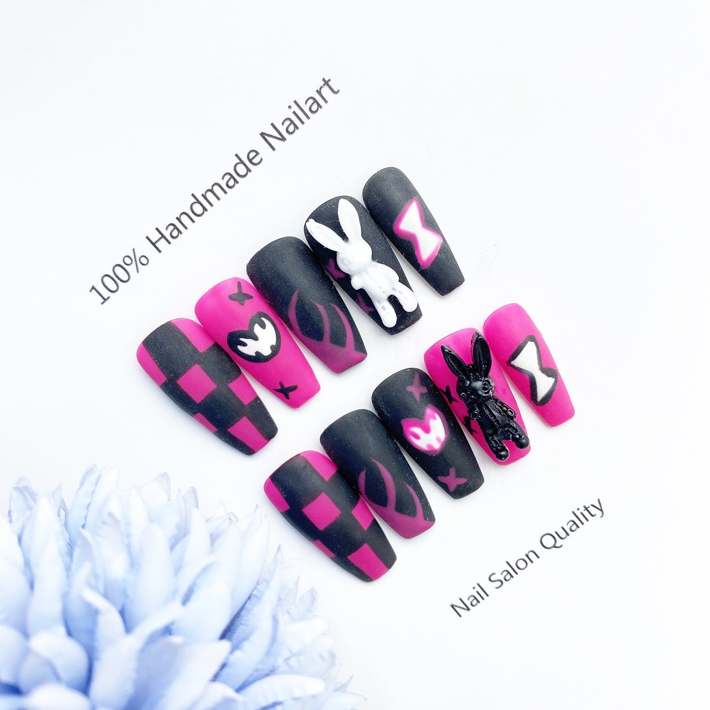Handmade Nails Press on Nails DIY Nail Art for Woman Girl Nail Design Long Coffin Painting 2023