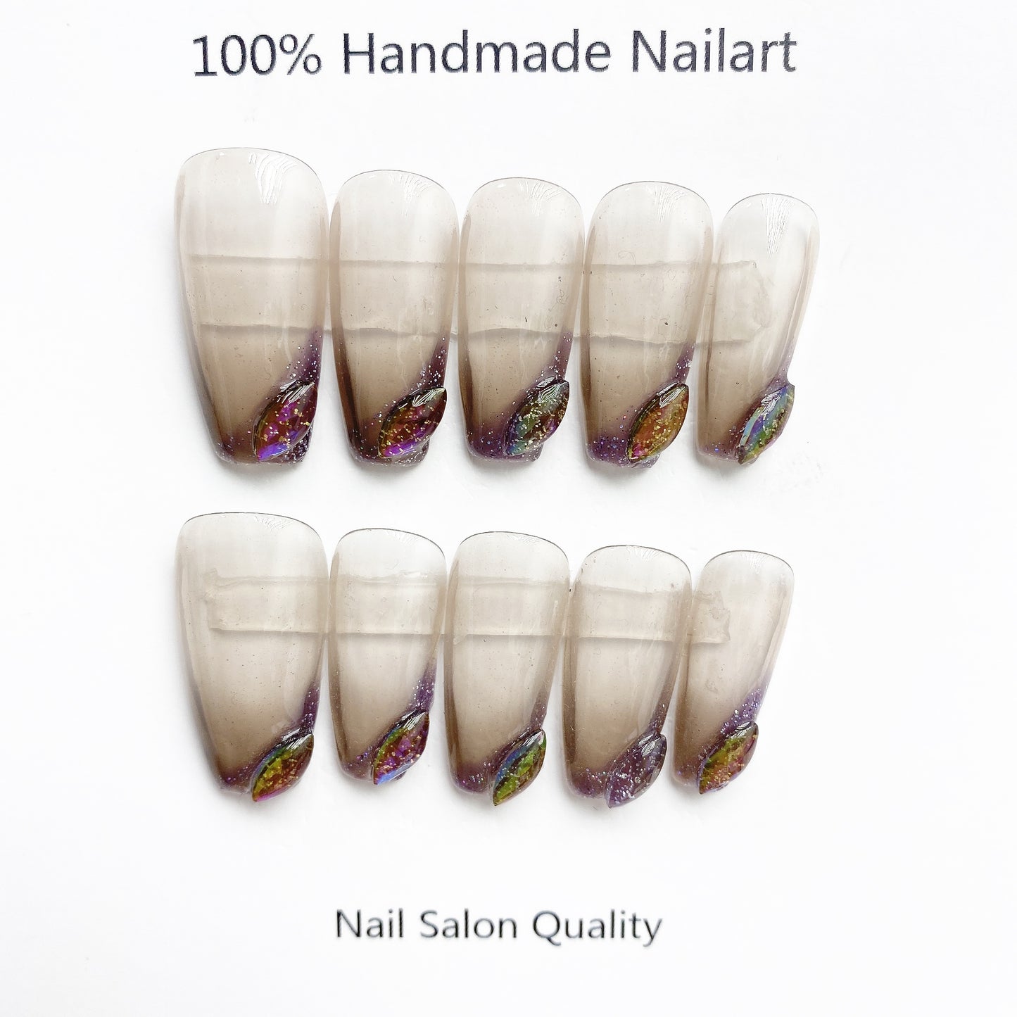 Handmade Nails Press on Nails DIY Nail Art for Woman Girl Nail Design Long Coffin Smoky 2023