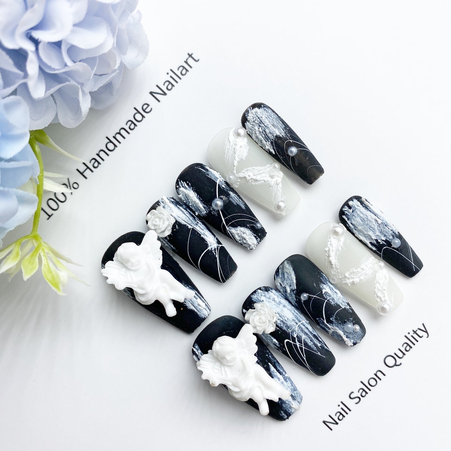 Handmade Nails Press on Nails DIY Nail Art for Woman Girl Nail Design Long Coffin 2023