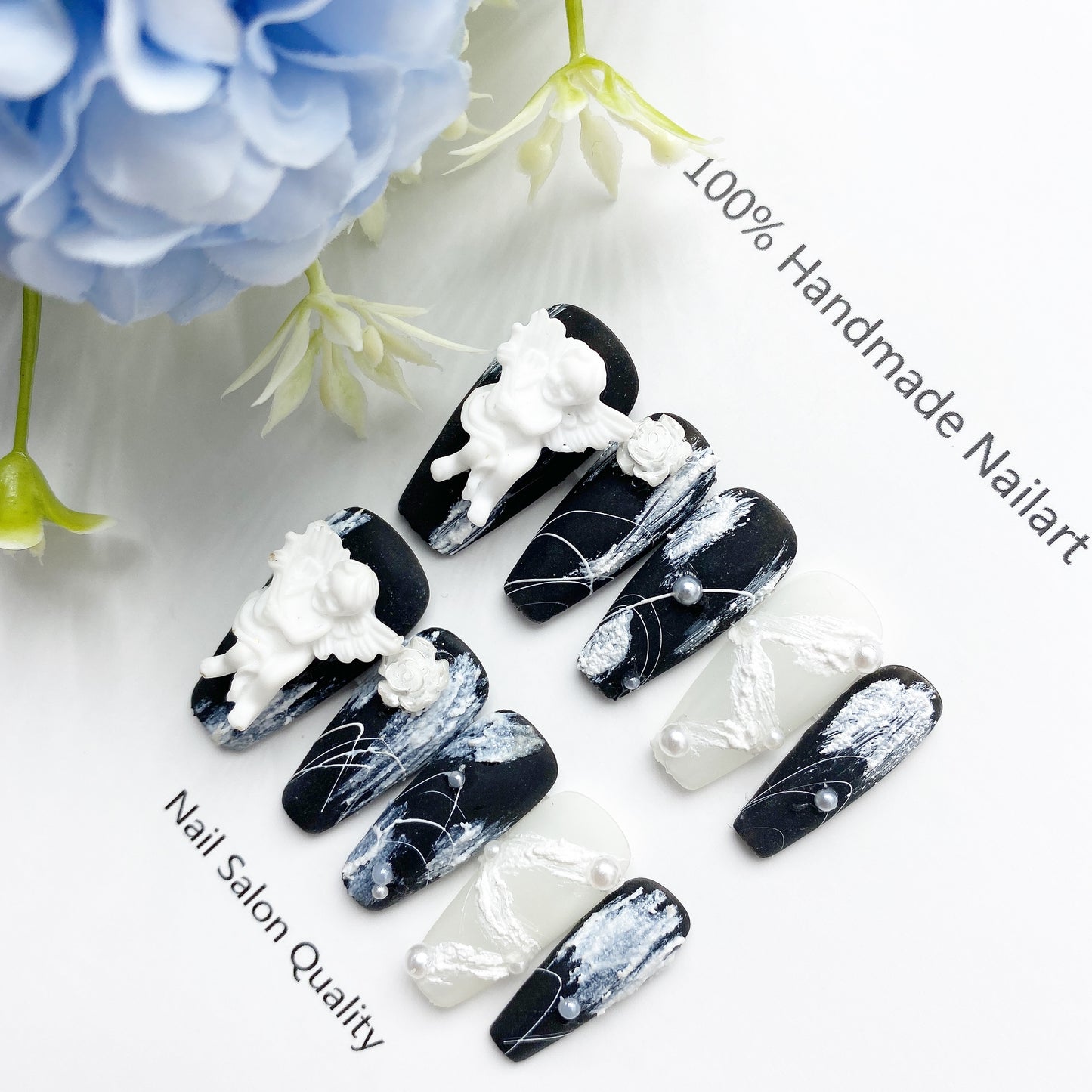 Handmade Nails Press on Nails DIY Nail Art for Woman Girl Nail Design Long Coffin 2023