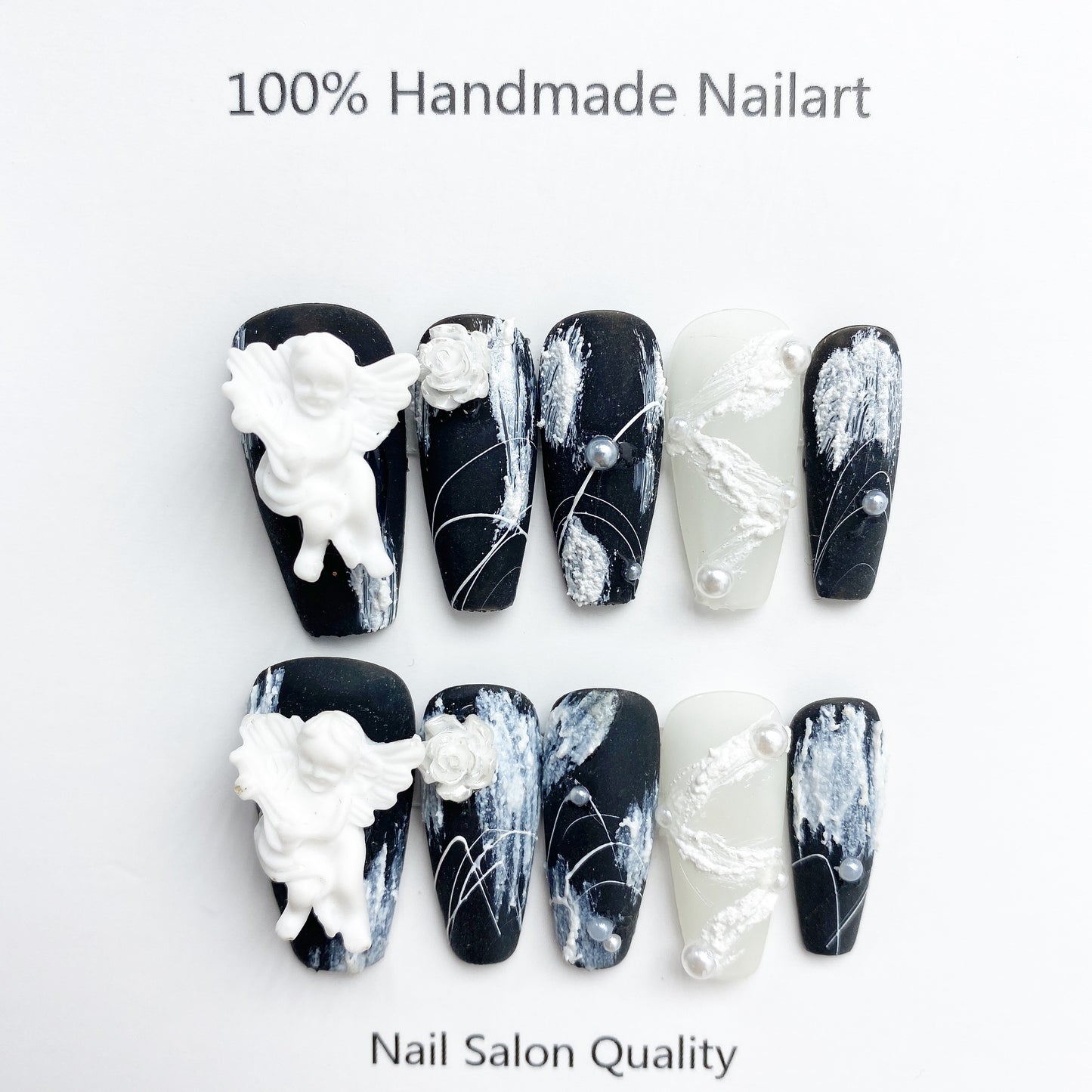 Handmade Nails Press on Nails DIY Nail Art for Woman Girl Nail Design Long Coffin 2023