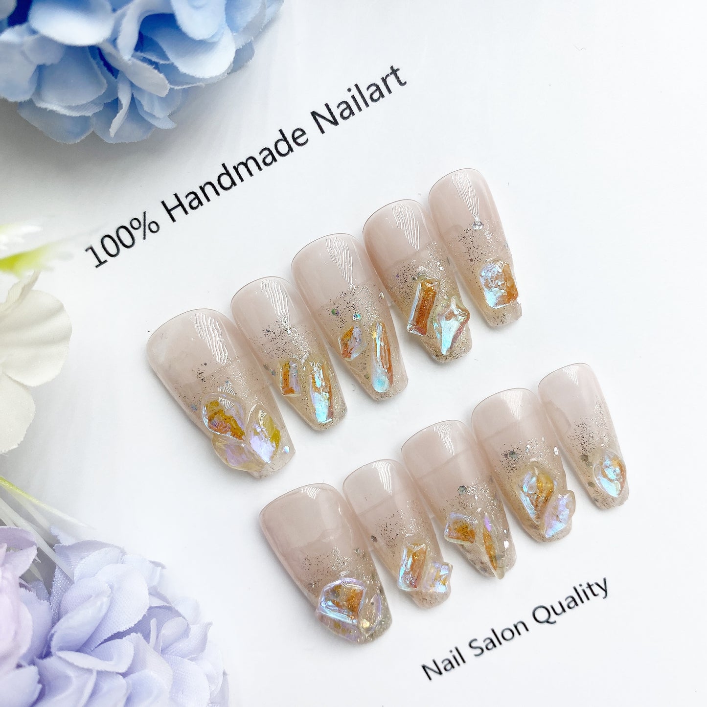 Handmade Nails Press on Nails DIY Nail Art for Woman Girl Nail Design Long Coffin 2023