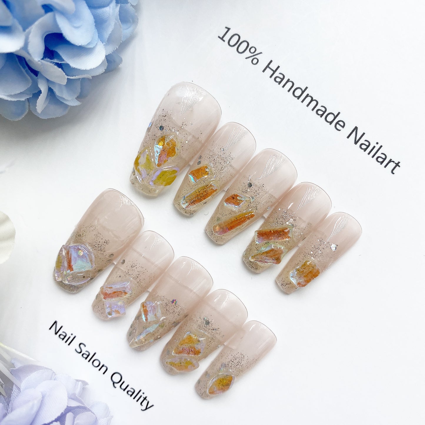 Handmade Nails Press on Nails DIY Nail Art for Woman Girl Nail Design Long Coffin 2023
