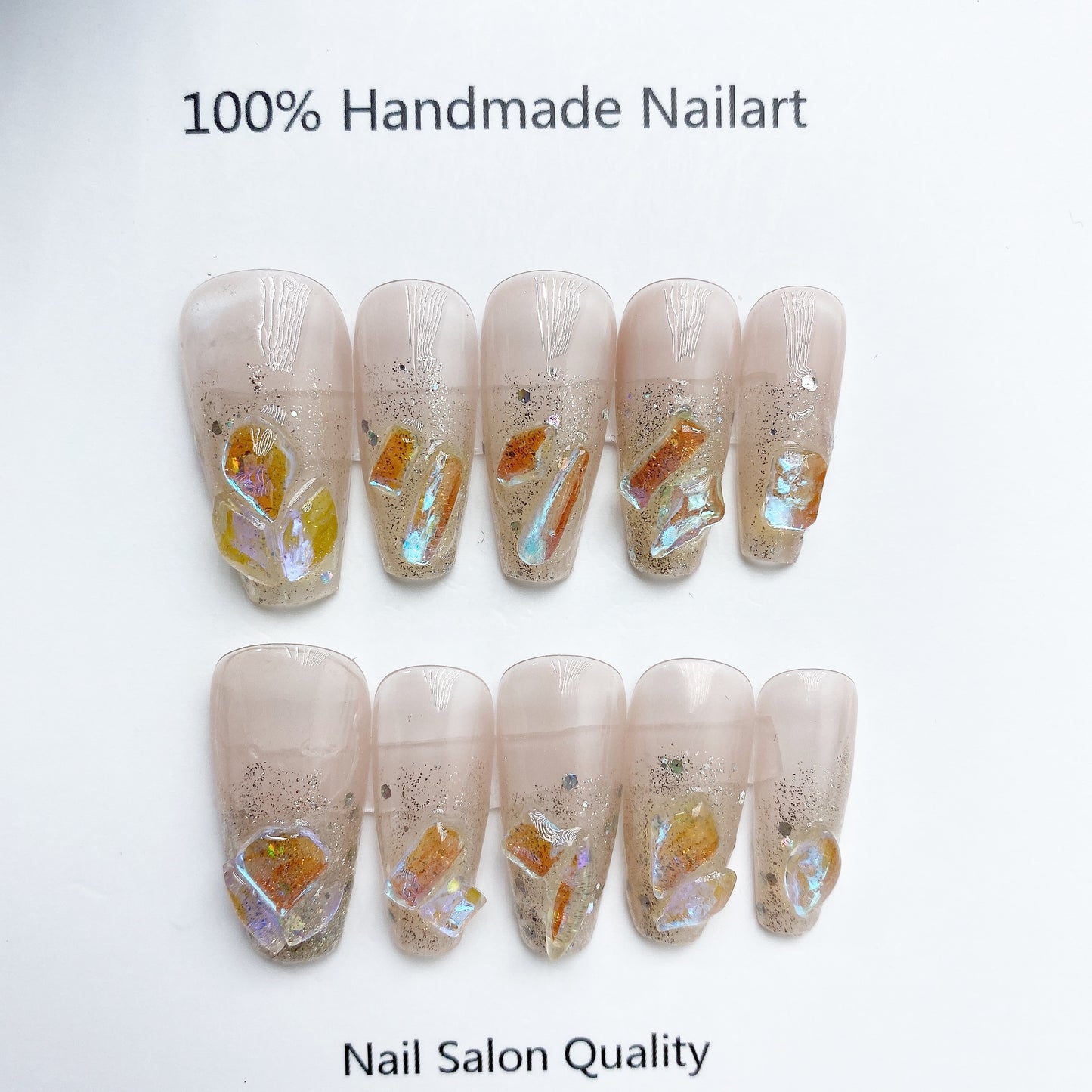 Handmade Nails Press on Nails DIY Nail Art for Woman Girl Nail Design Long Coffin 2023