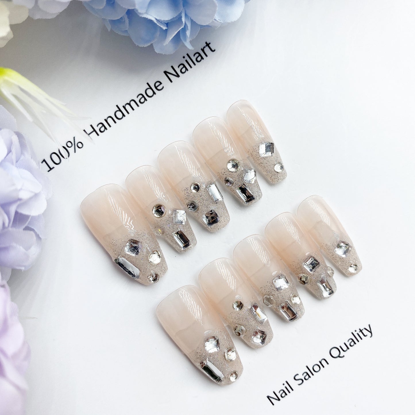 Handmade Nails Press on Nails DIY Nail Art for Woman Girl Nail Design Long Coffin 2023