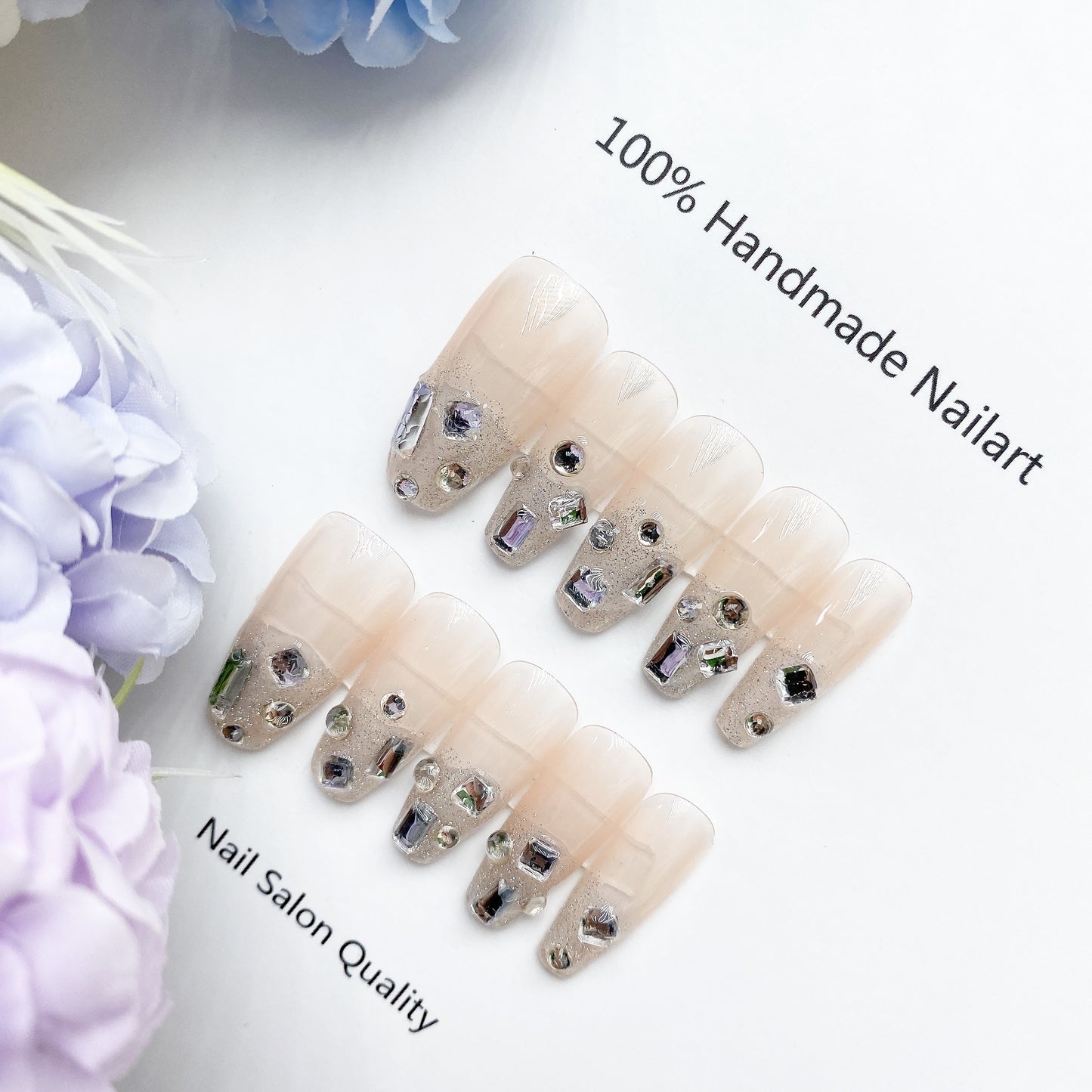 Handmade Nails Press on Nails DIY Nail Art for Woman Girl Nail Design Long Coffin 2023