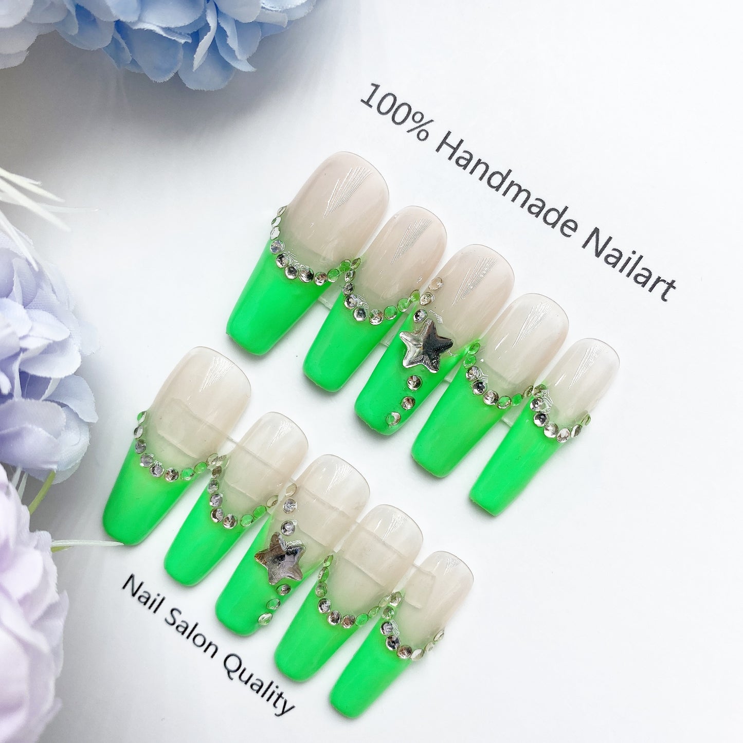 Handmade Nails Press on Nails DIY Nail Art for Woman Girl Nail Design Long Coffin 2023