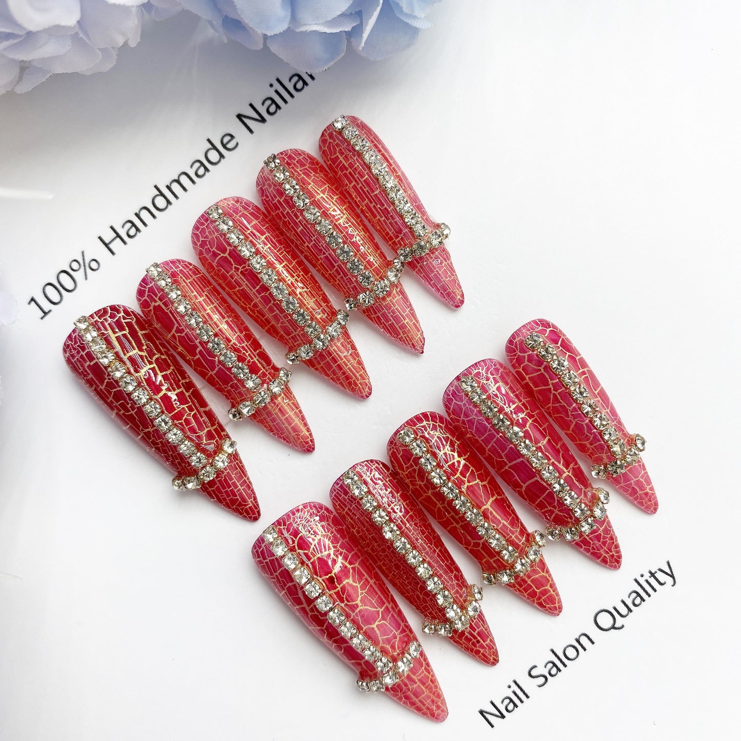 Handmade Nails Press on Nails DIY Nail Art for Woman Girl Nail Design Long Coffin 2023