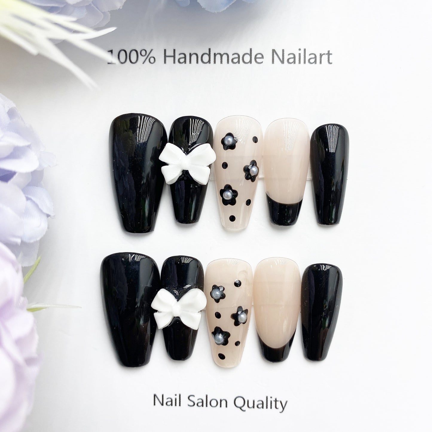Handmade Nails Press on Nails DIY Nail Art for Woman Girl Nail Design Long Coffin 2023