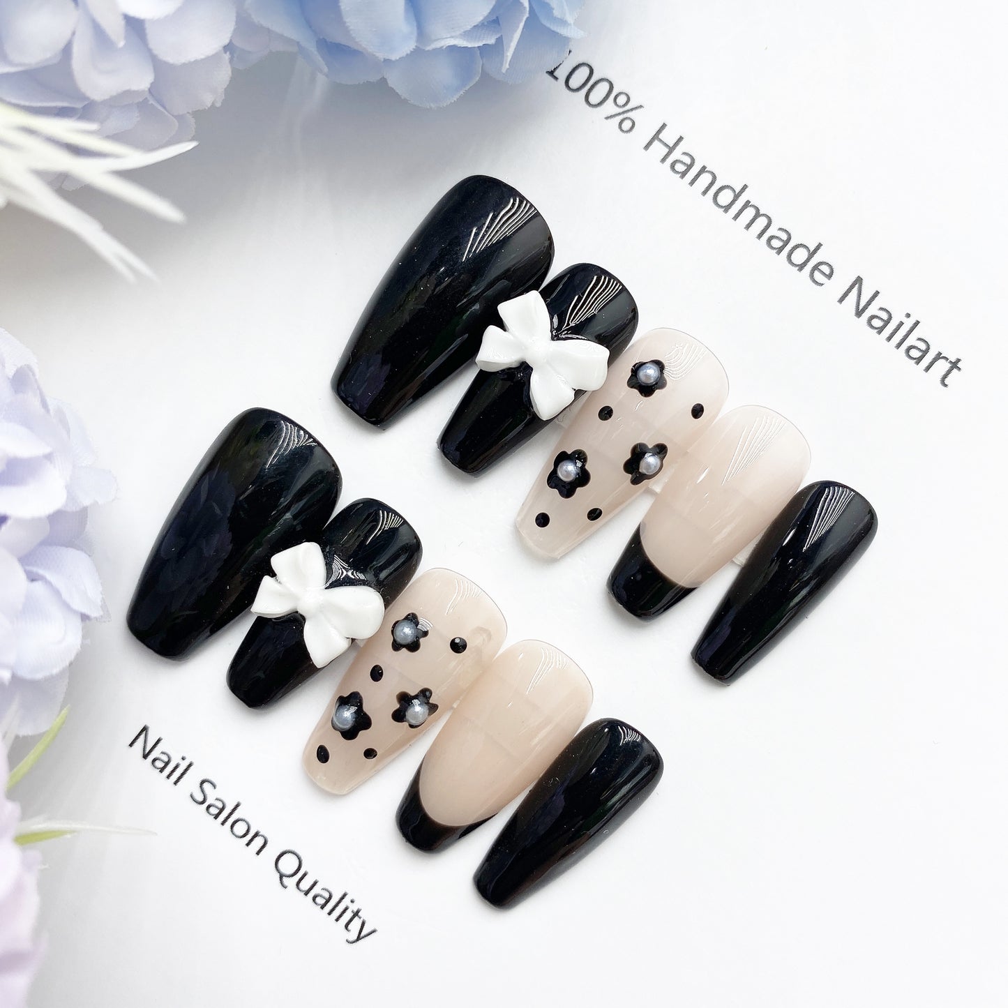 Handmade Nails Press on Nails DIY Nail Art for Woman Girl Nail Design Long Coffin 2023