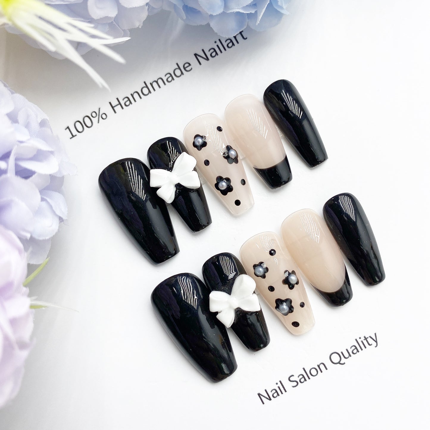 Handmade Nails Press on Nails DIY Nail Art for Woman Girl Nail Design Long Coffin 2023