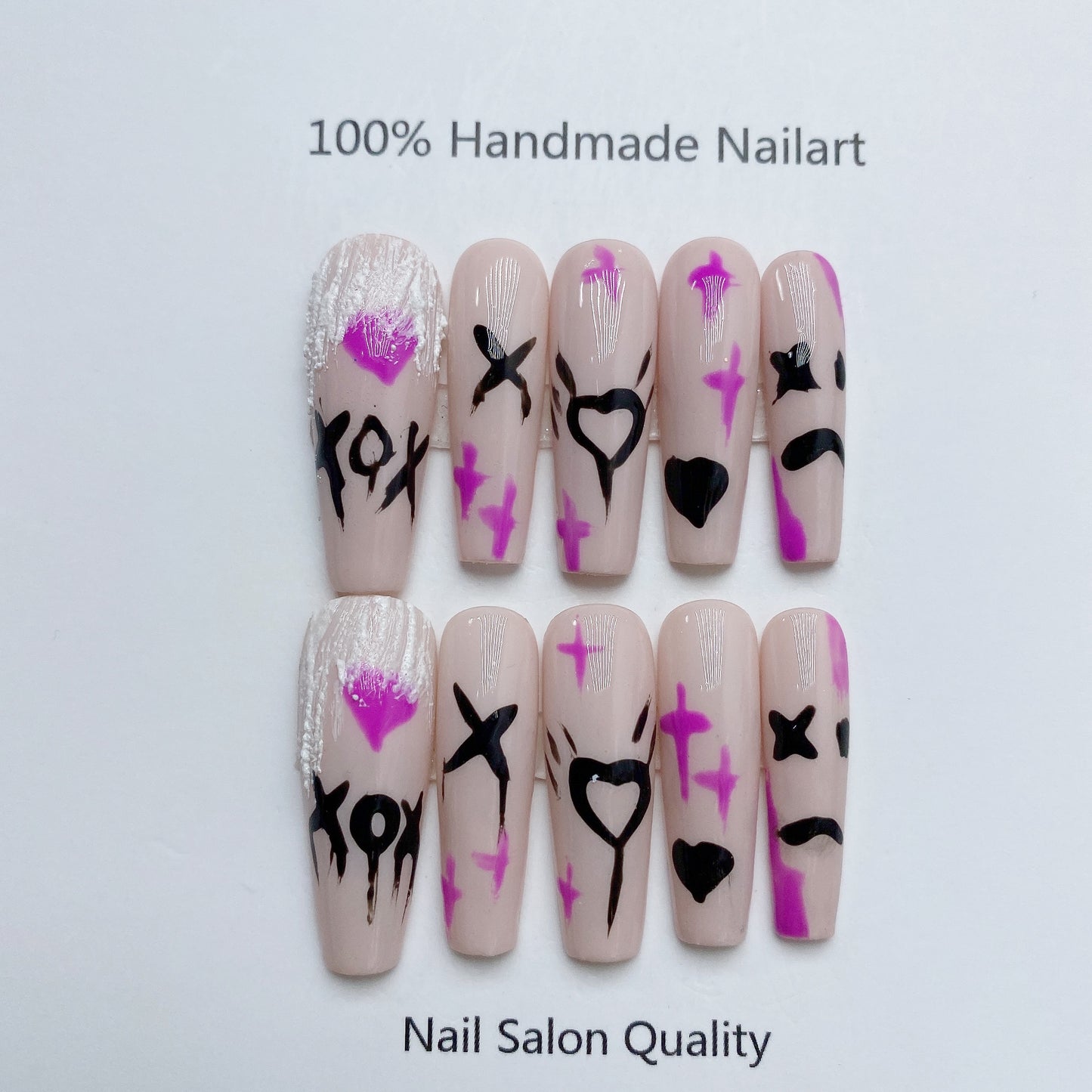 Handmade Nails Press on Nails DIY Nail Art for Woman Girl Nail Design Long Coffin 2023