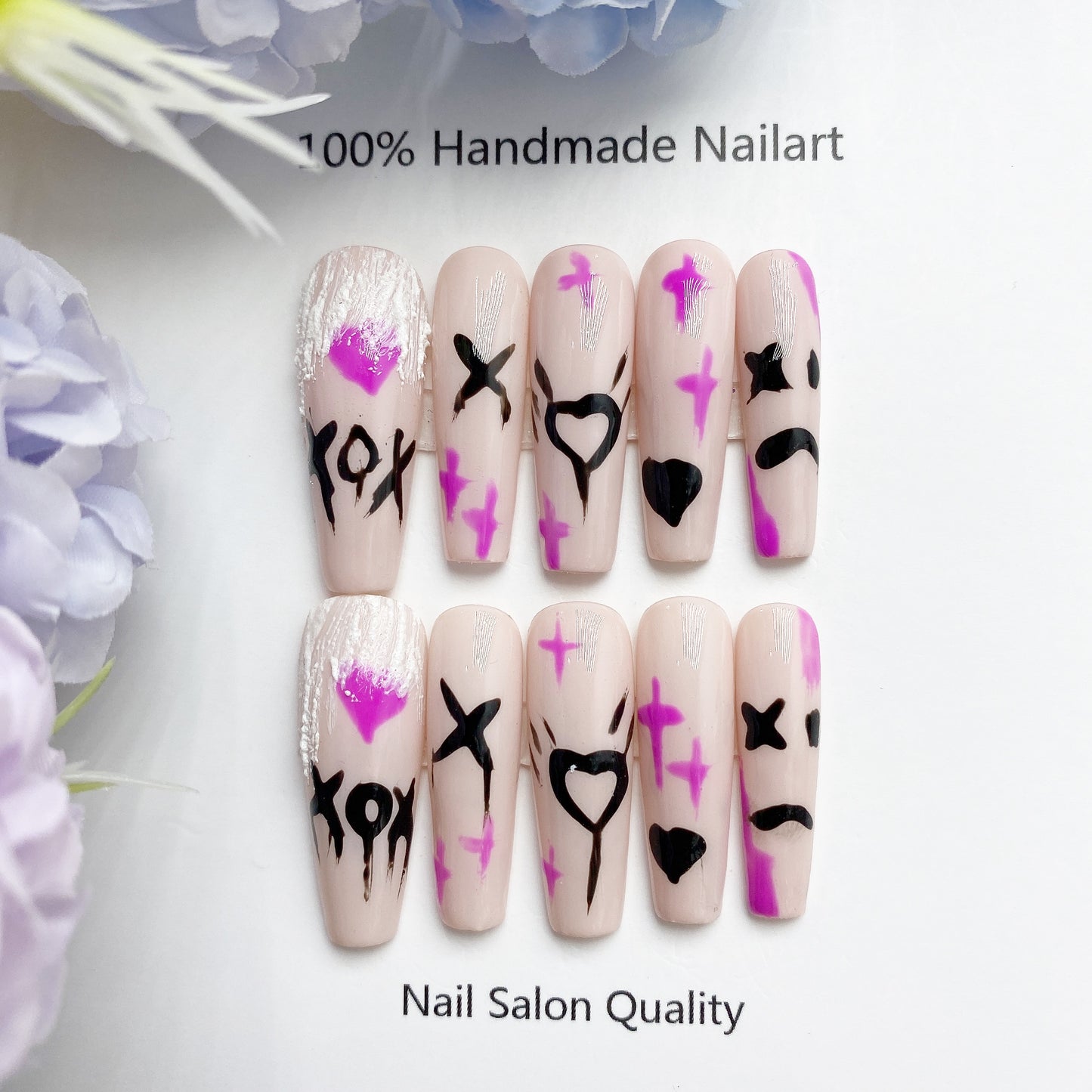 Handmade Nails Press on Nails DIY Nail Art for Woman Girl Nail Design Long Coffin 2023