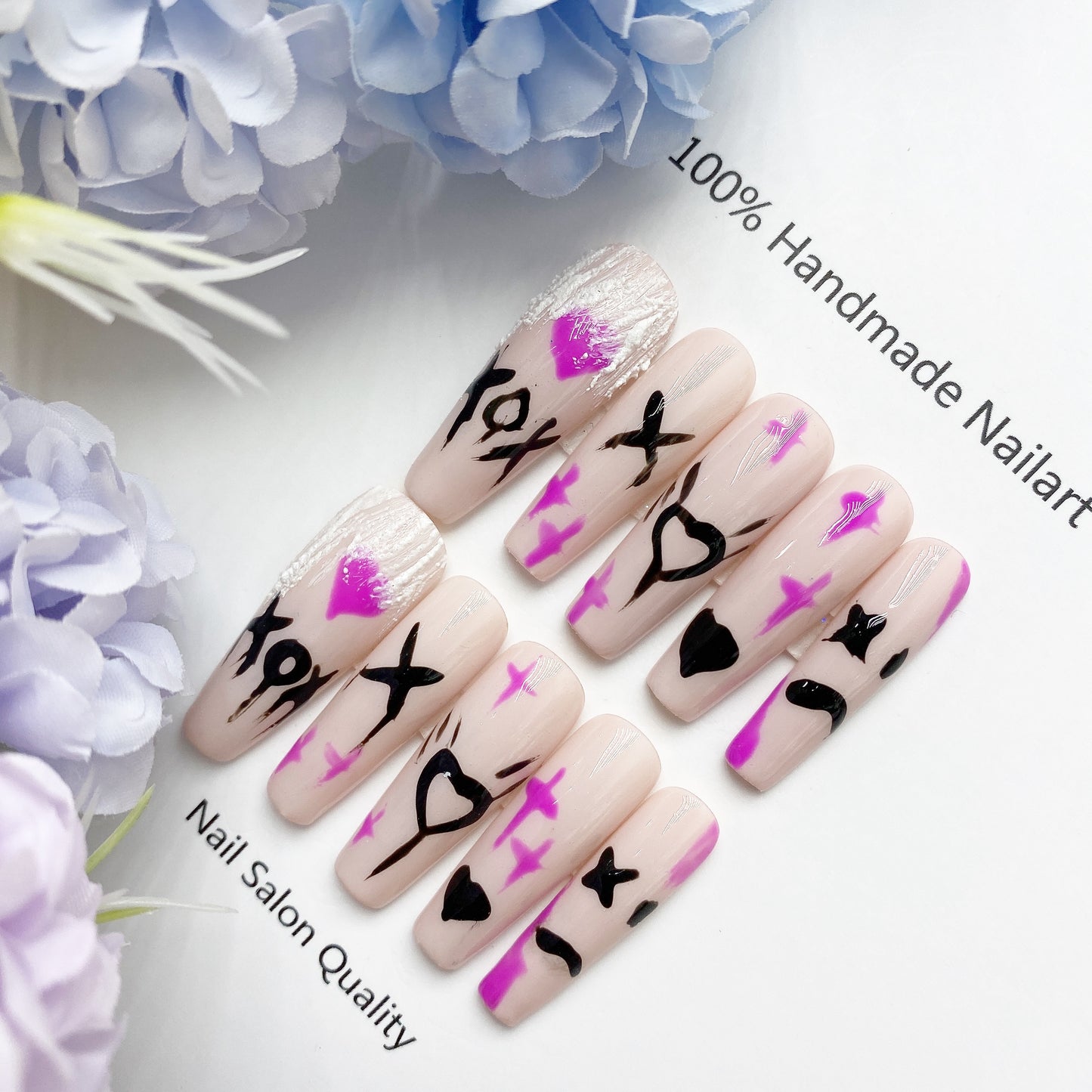 Handmade Nails Press on Nails DIY Nail Art for Woman Girl Nail Design Long Coffin 2023