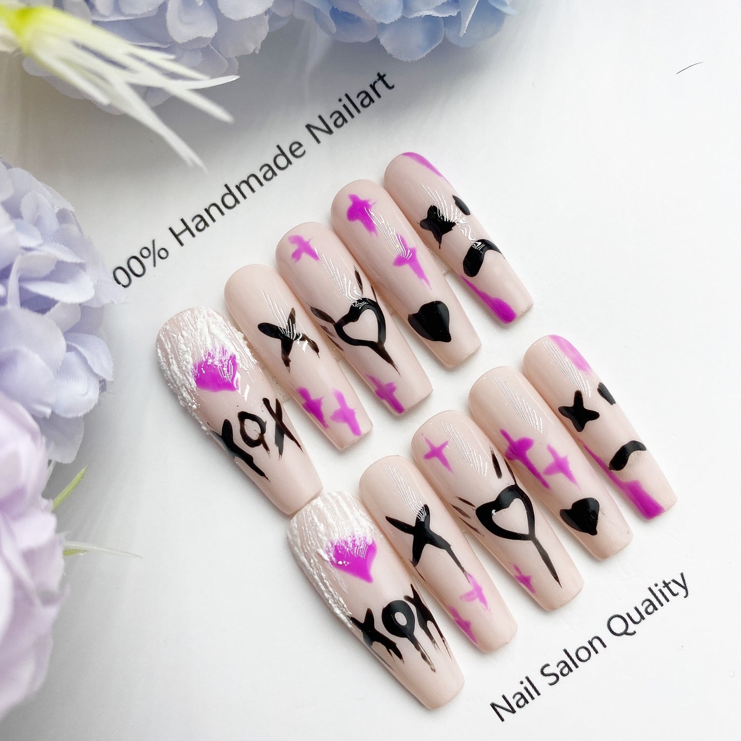 Handmade Nails Press on Nails DIY Nail Art for Woman Girl Nail Design Long Coffin 2023