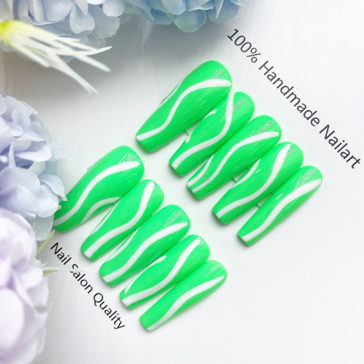 Handmade Nails Press on Nails DIY Nail Art for Woman Girl Nail Design Long Coffin 2023