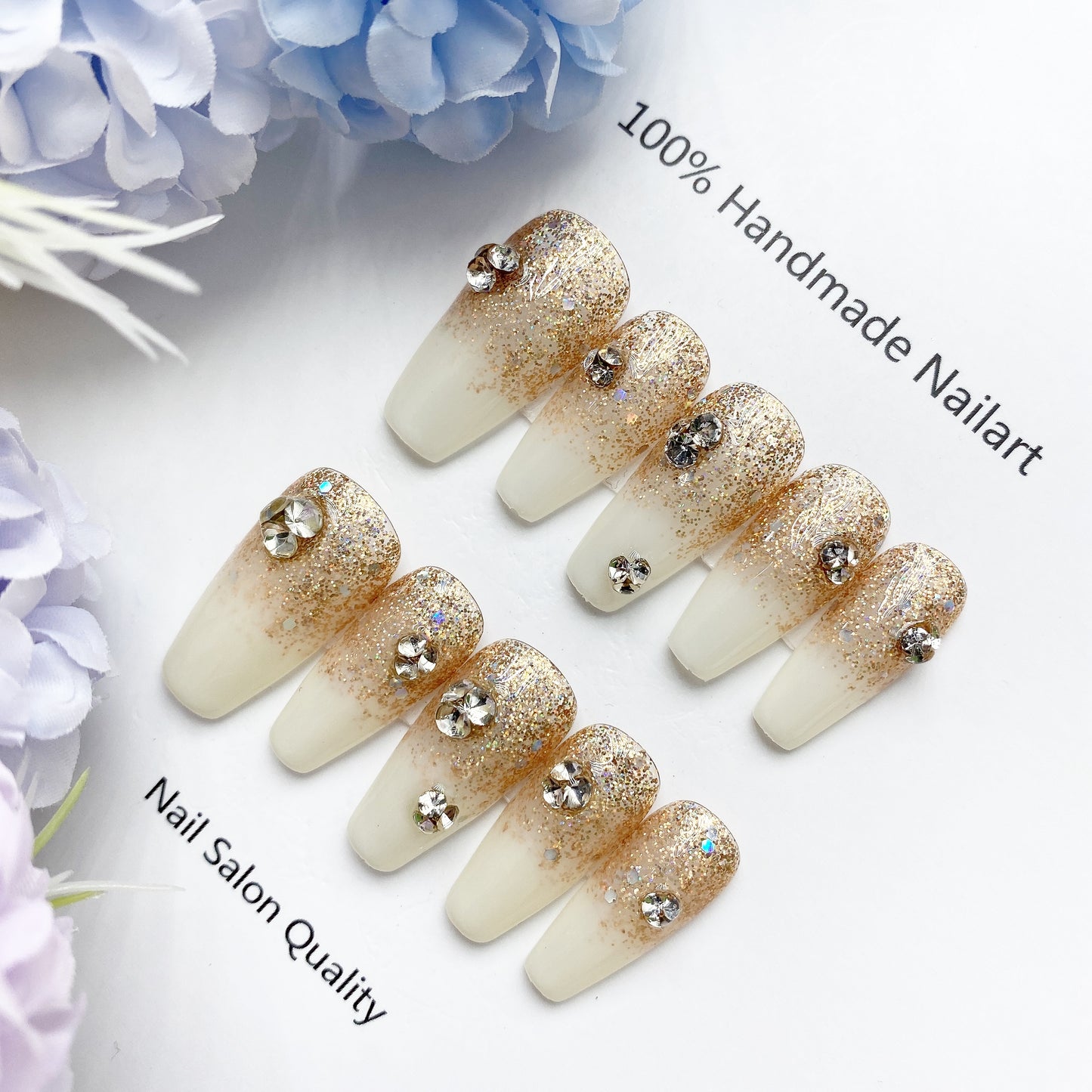 Handmade Nails Press on Nails DIY Nail Art for Woman Girl Nail Design Long Coffin 2023