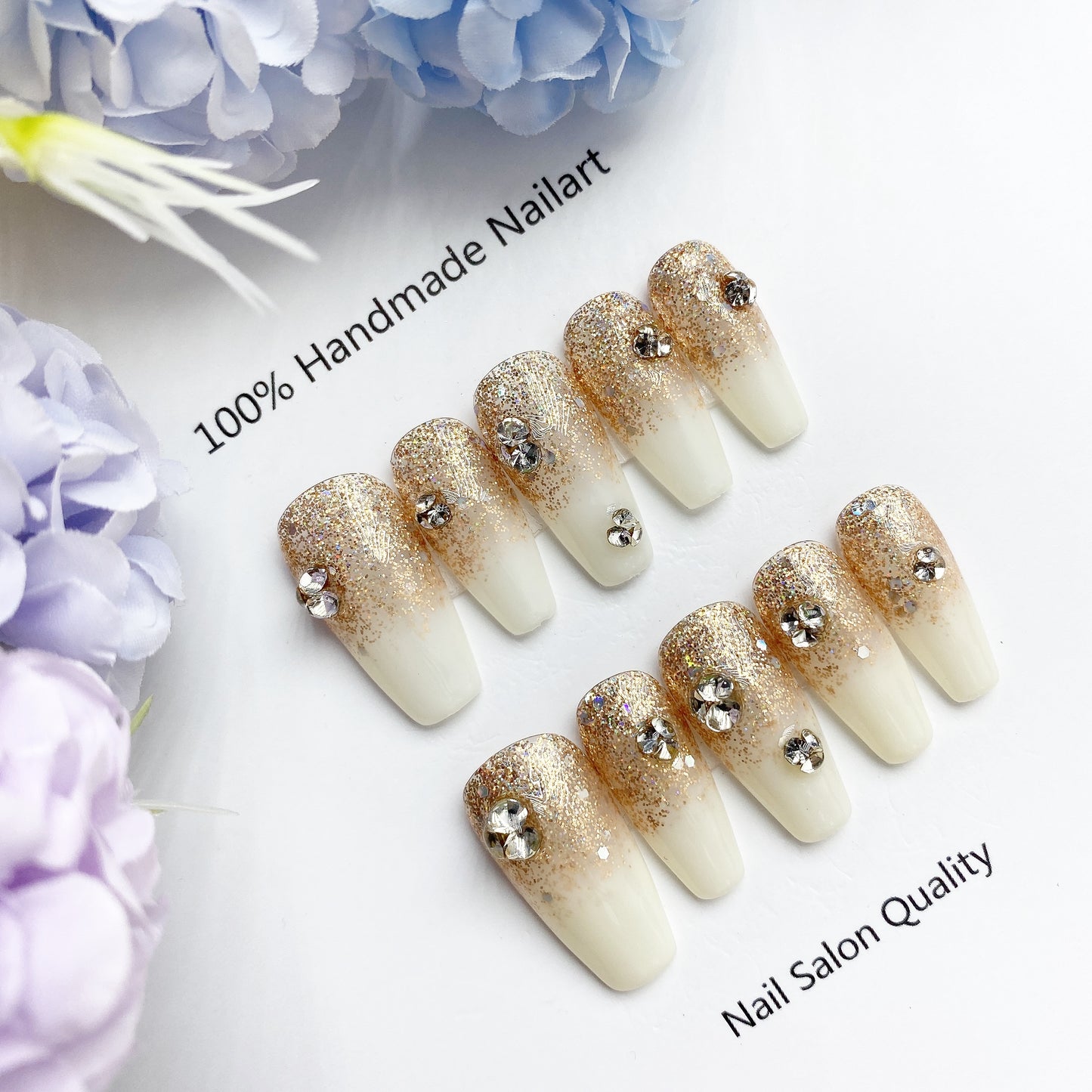 Handmade Nails Press on Nails DIY Nail Art for Woman Girl Nail Design Long Coffin 2023