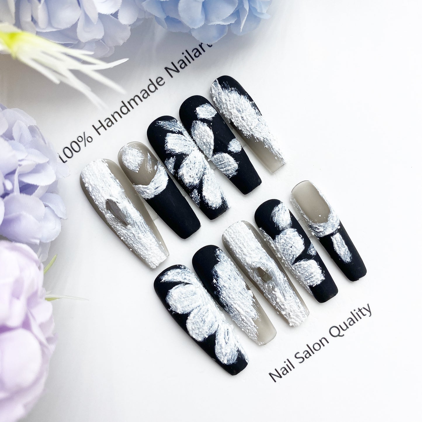 Handmade Nails Press on Nails DIY Nail Art for Woman Girl Nail Design Long Coffin 2023