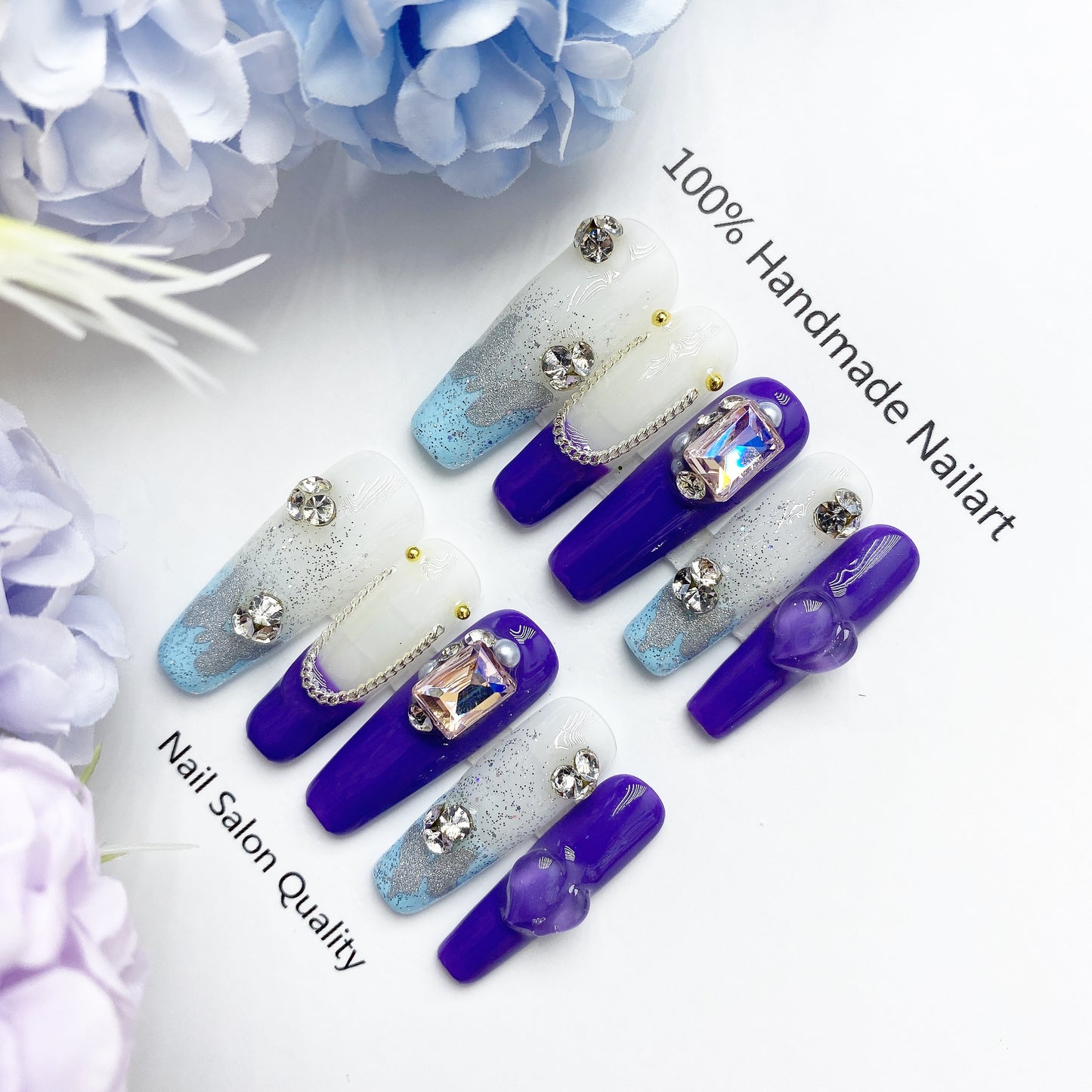 Handmade Nails Press on Nails DIY Nail Art for Woman Girl Nail Design Long Coffin 2023