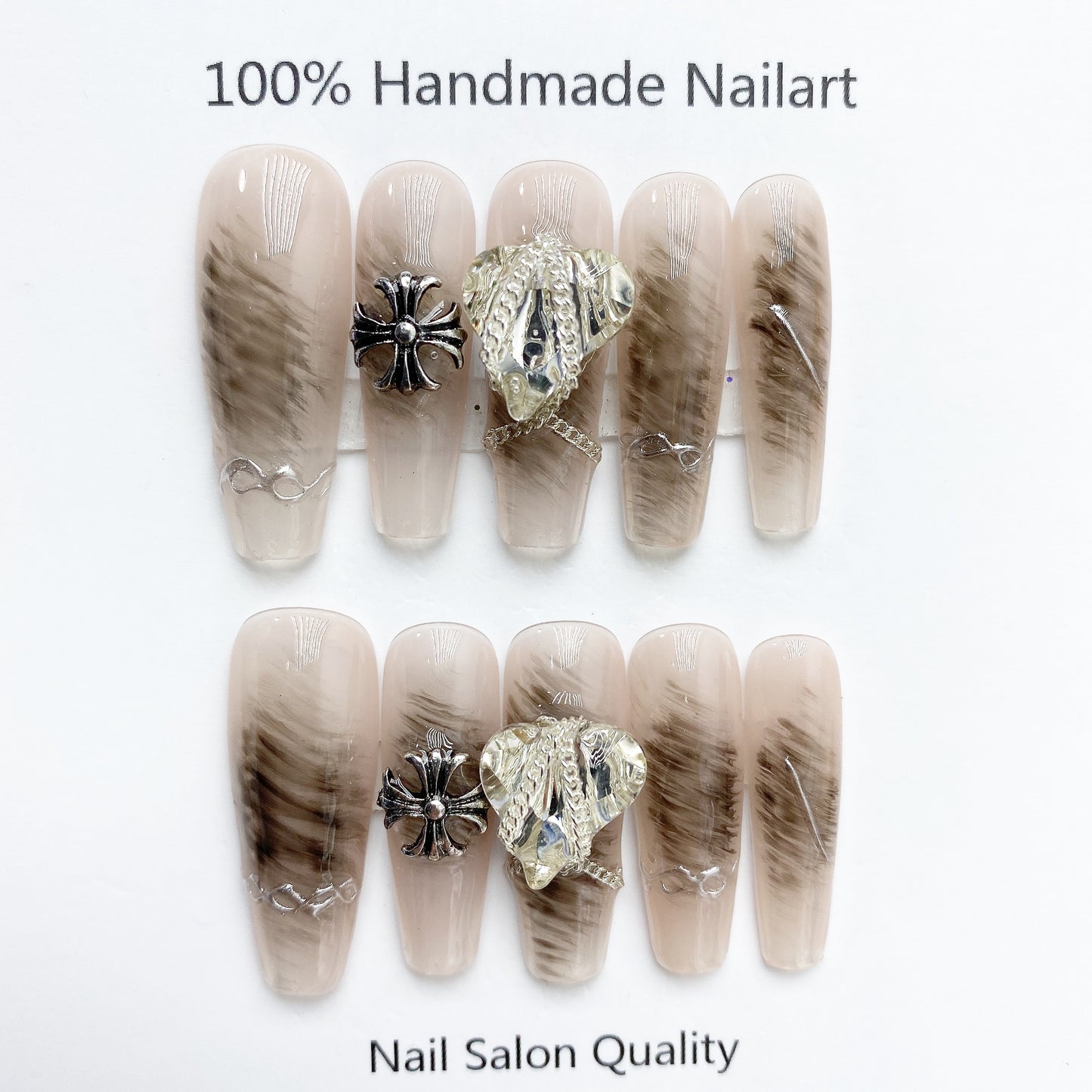 Handmade Nails Press on Nails DIY Nail Art for Woman Girl Nail Design Long Coffin 2023