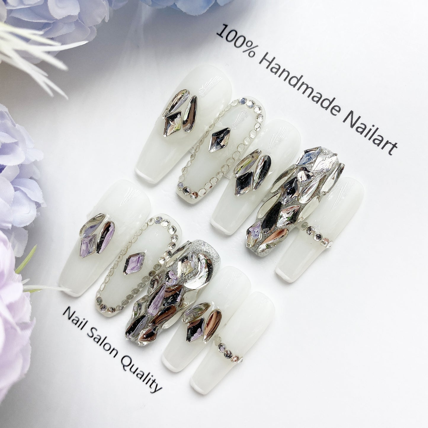 Handmade Nails Press on Nails DIY Nail Art for Woman Girl Nail Design Long Coffin 2023