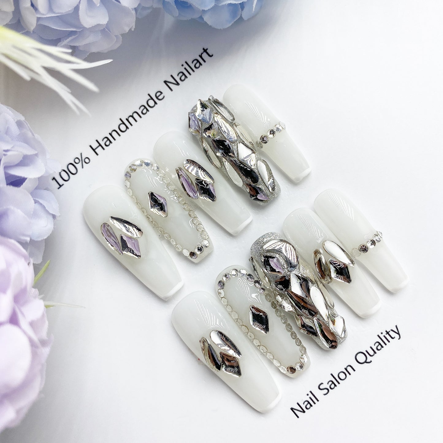 Handmade Nails Press on Nails DIY Nail Art for Woman Girl Nail Design Long Coffin 2023