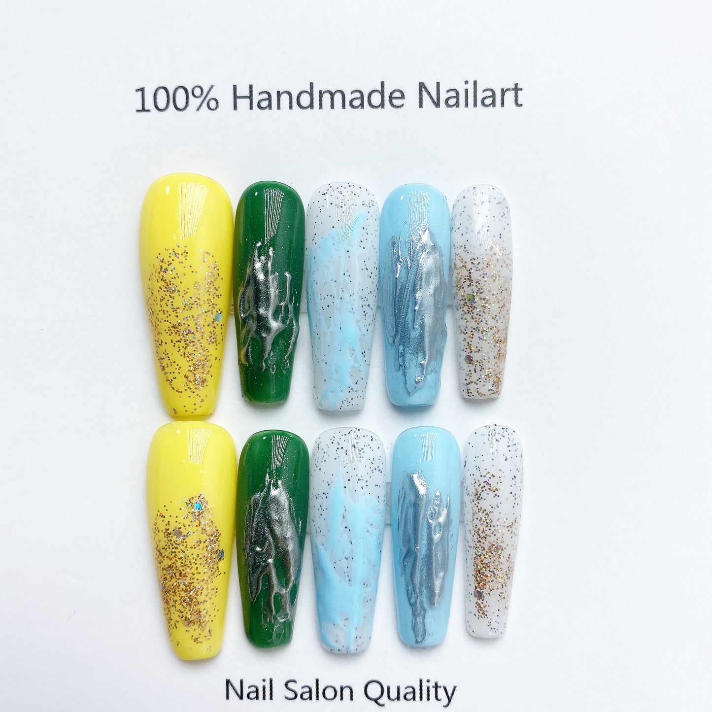 Handmade Nails Press on Nails DIY Nail Art for Woman Girl Nail Design Long Coffin 2023