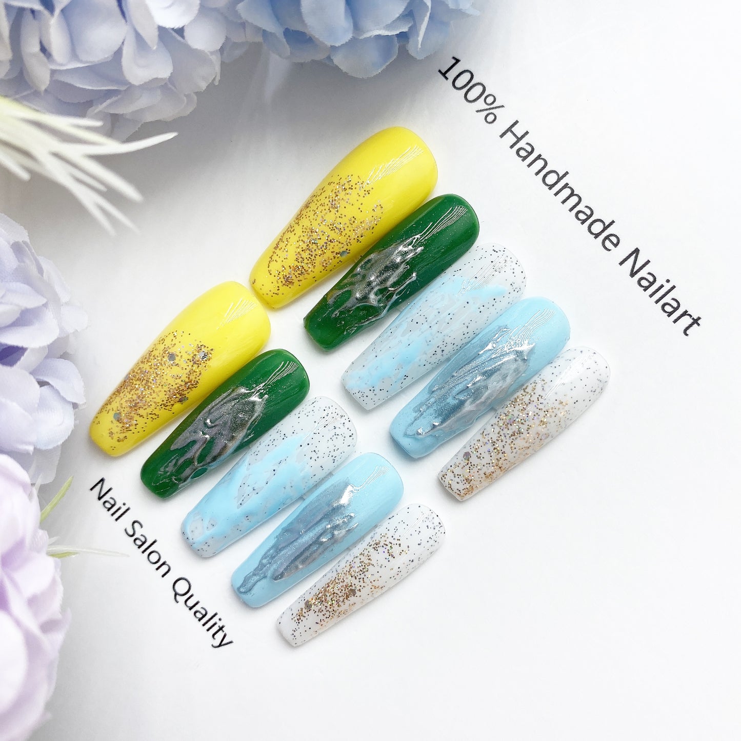 Handmade Nails Press on Nails DIY Nail Art for Woman Girl Nail Design Long Coffin 2023