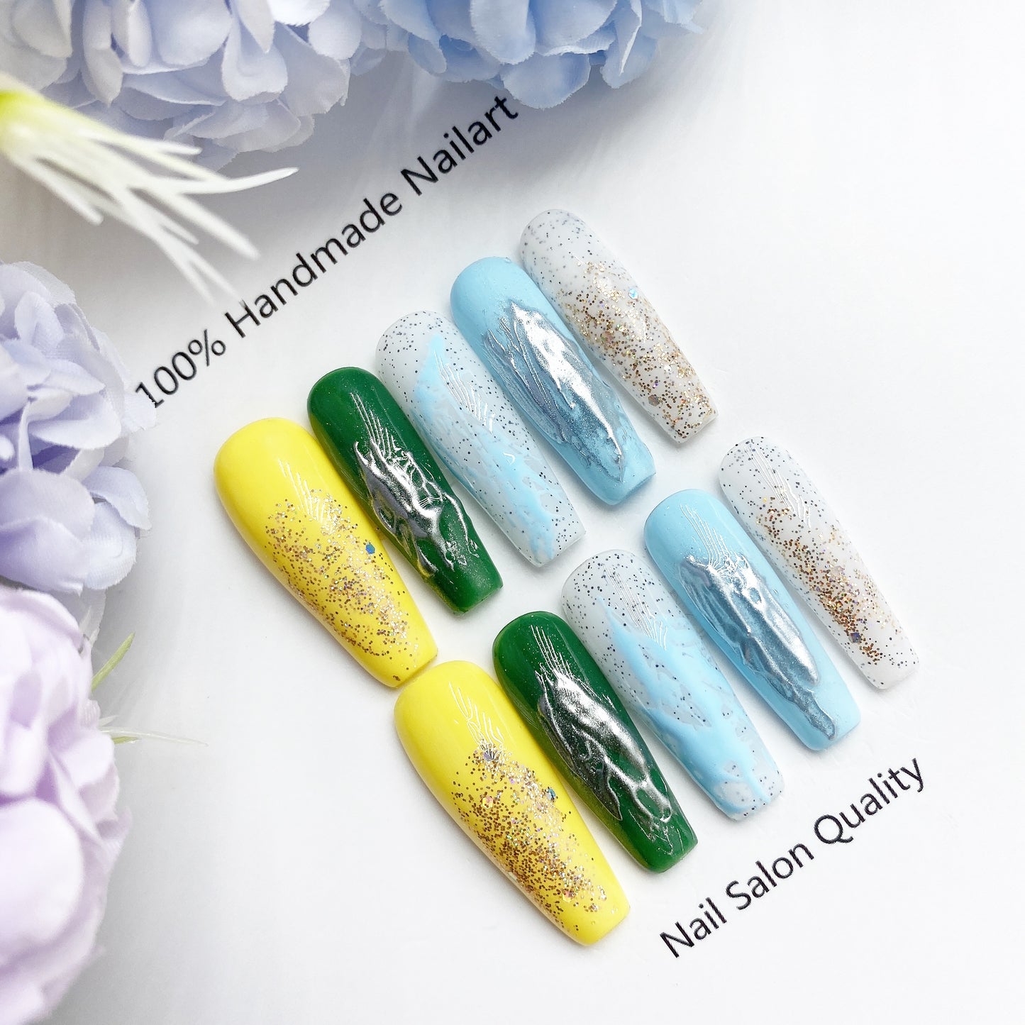 Handmade Nails Press on Nails DIY Nail Art for Woman Girl Nail Design Long Coffin 2023