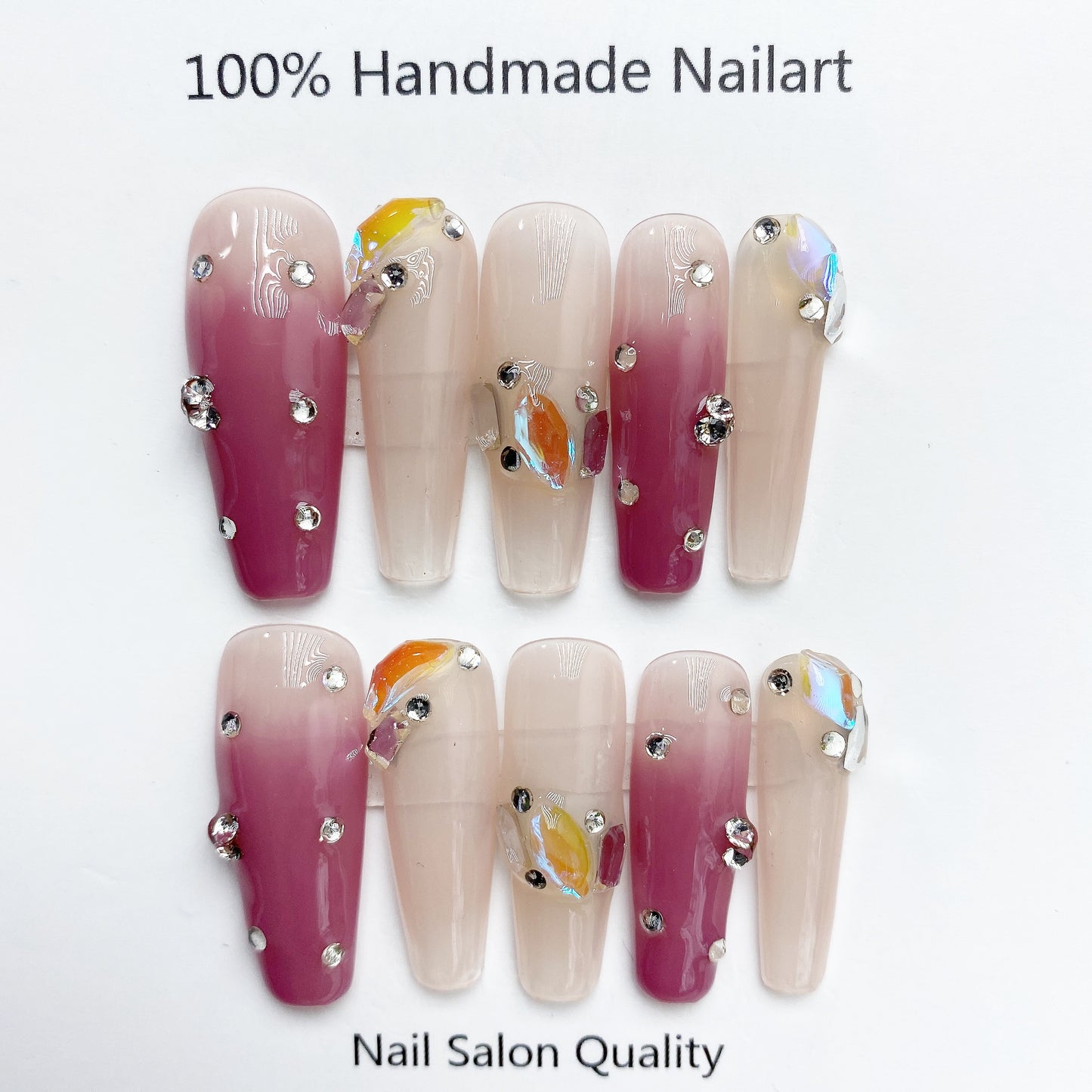 Handmade Nails Press on Nails DIY Nail Art for Woman Girl Nail Design Long Coffin 2023